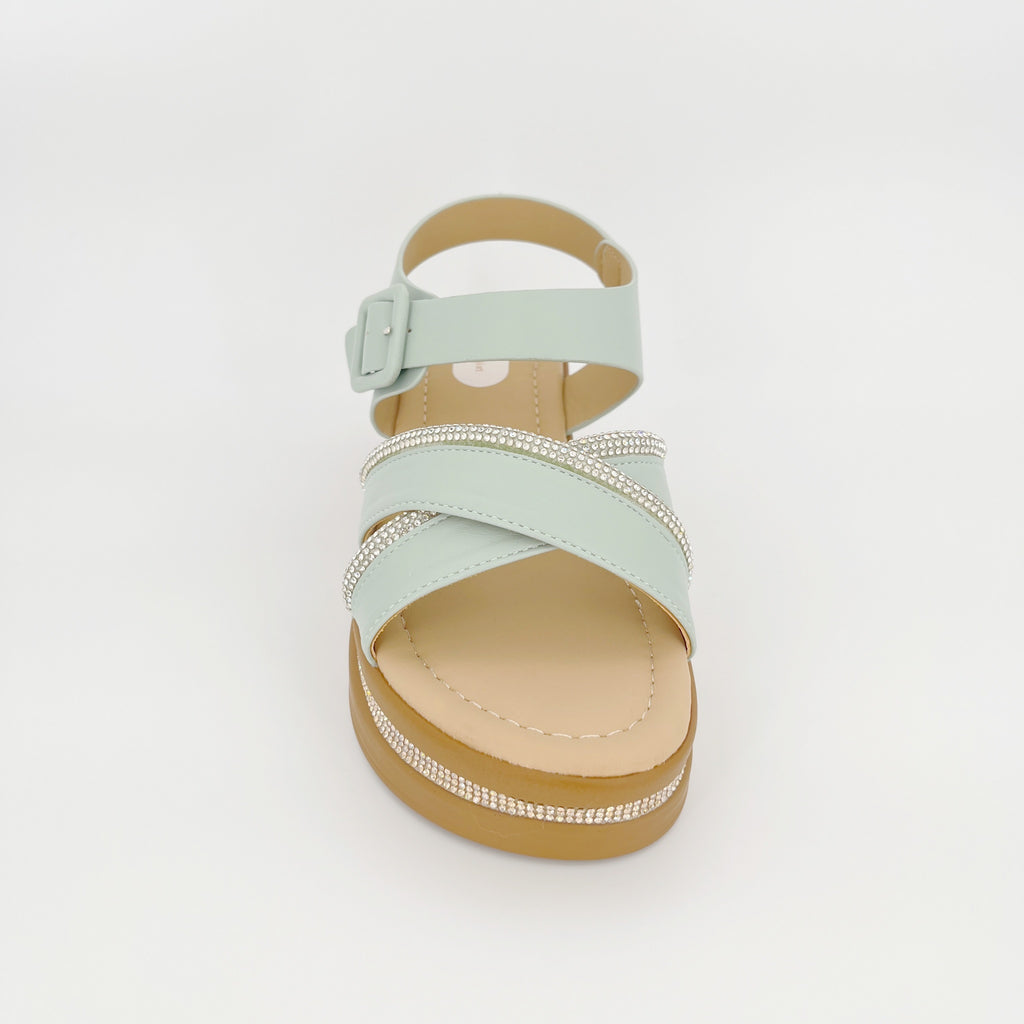 ZC Women's Cross-Strap Rhinestone Wedge Sandals – Wholesale | Comfort Fit | Multi-Color Options