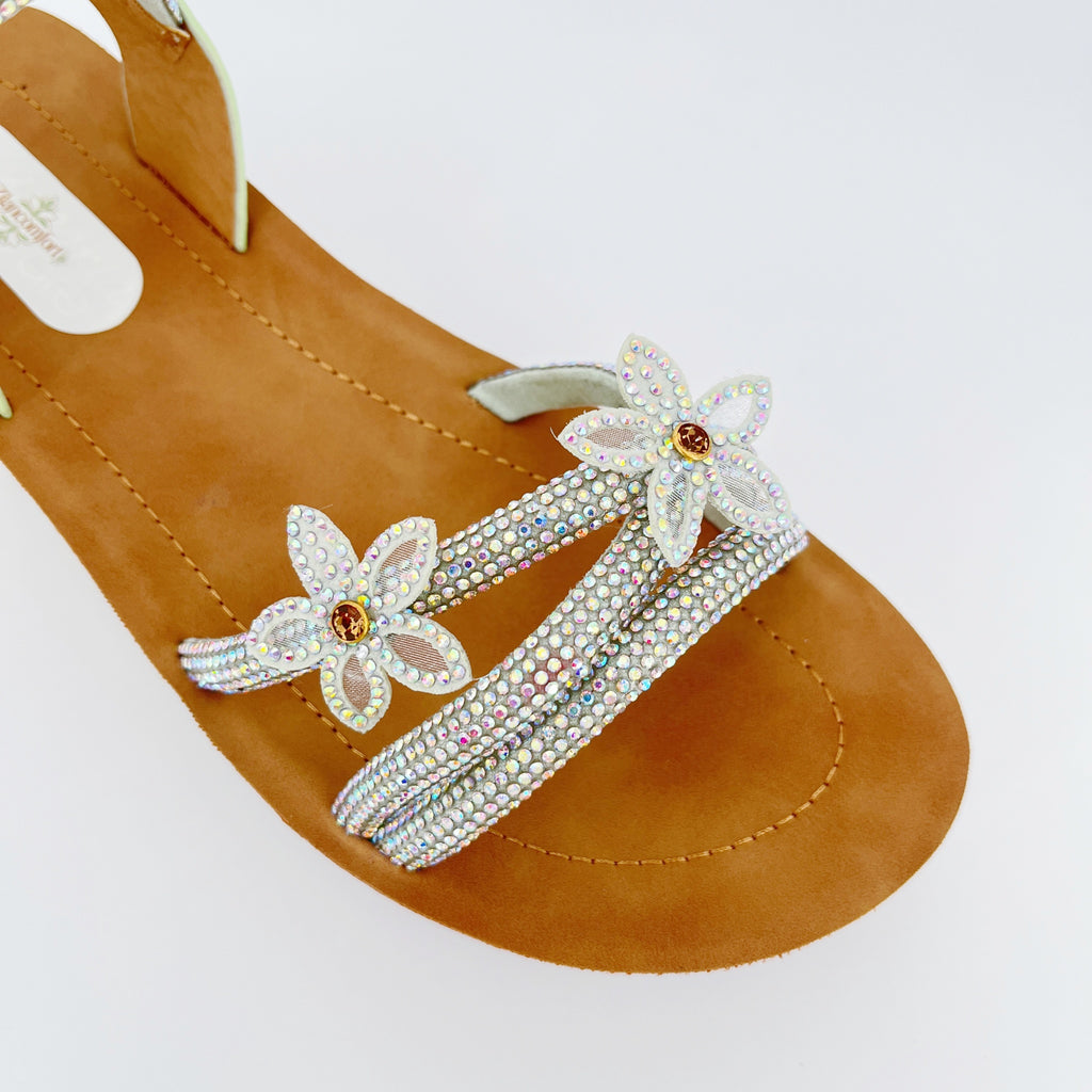 ZC Women's Dual Flower AB Crystal Twin-Band Rope-Wedge Sandals – Wholesale | Comfort Fit | Multi-Color Options