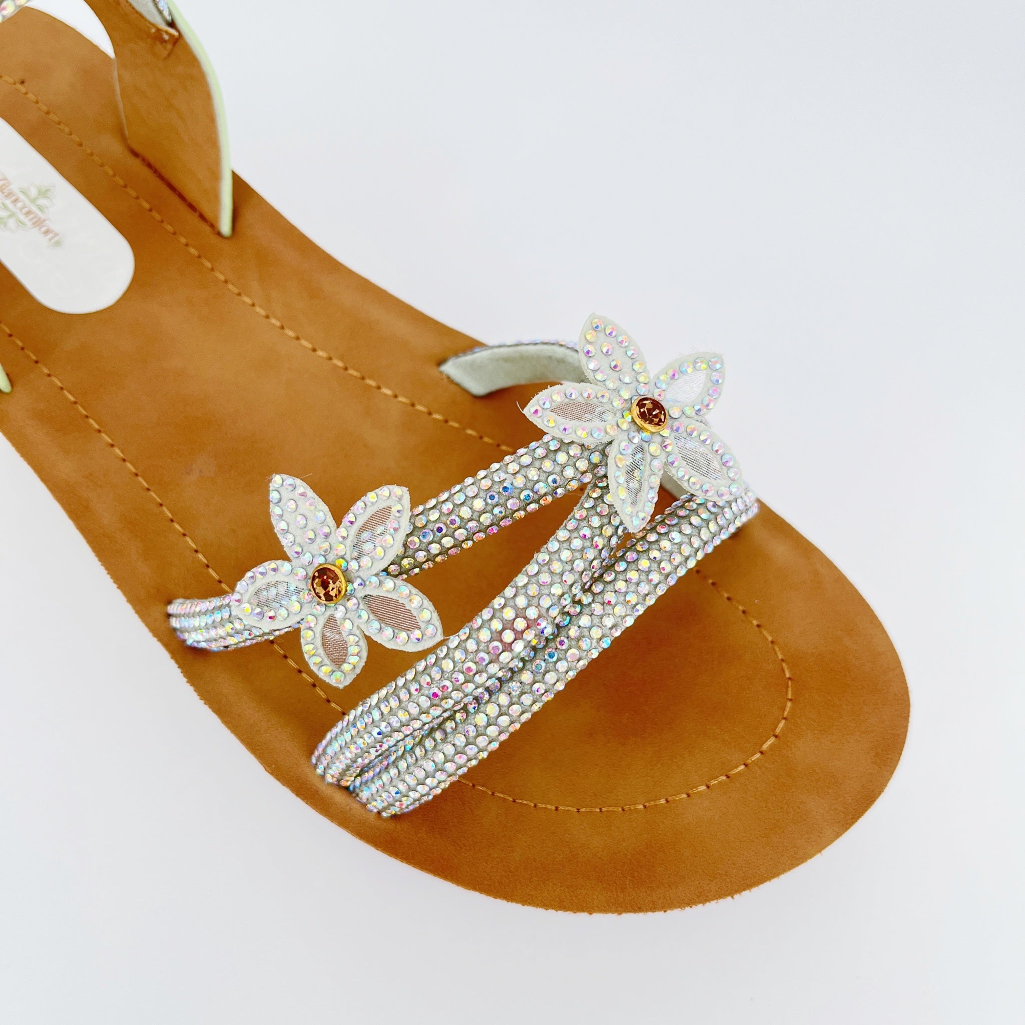 ZC Women's Dual Flower AB Crystal Twin-Band Rope-Wedge Sandals – Wholesale | Comfort Fit | Multi-Color Options