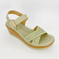 ZC Women's Teardrop Cutout Crystal Cross-Strap Wedge Sandals – Wholesale | Breathable Comfort | Multi-Color Options