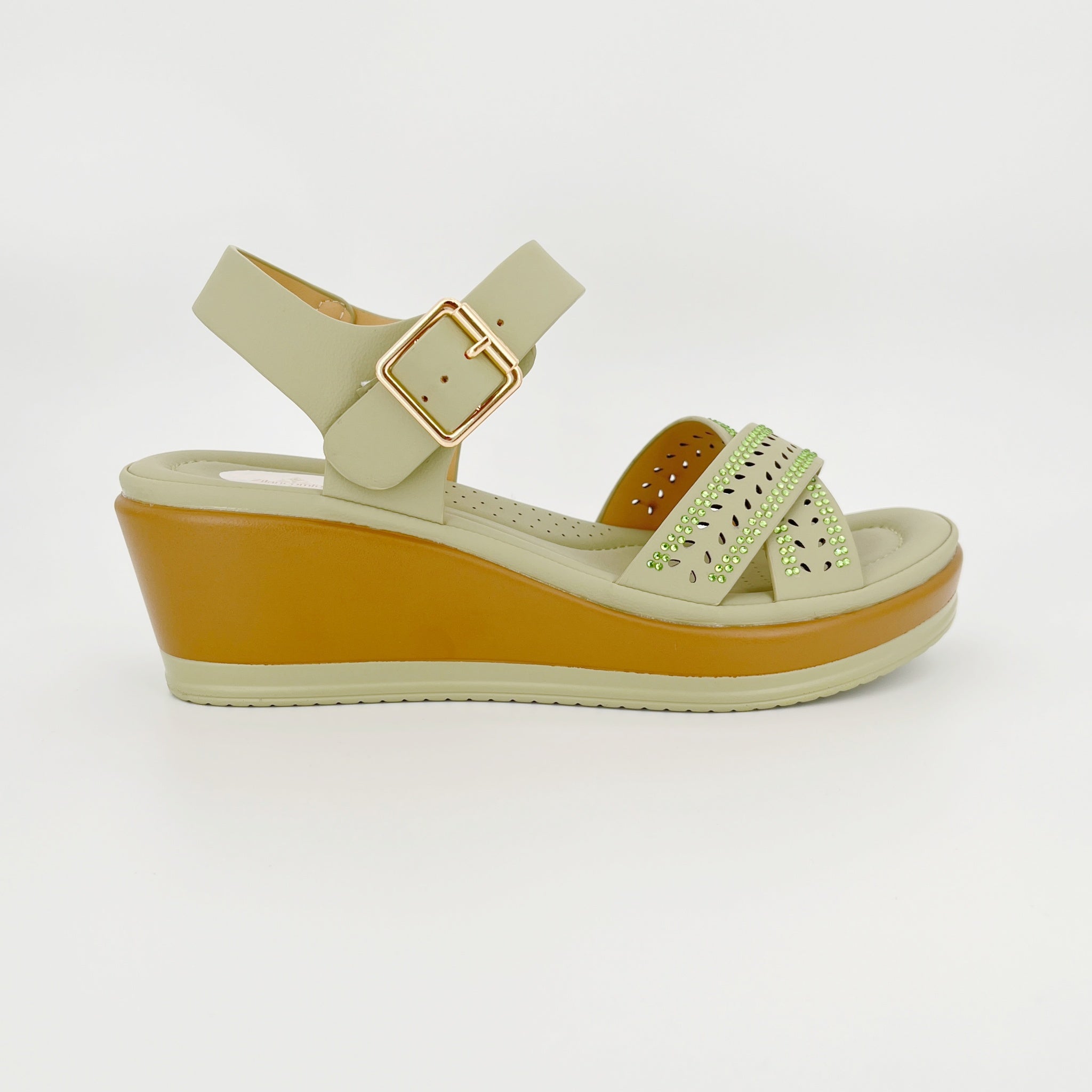 ZC Women's Teardrop Cutout Crystal Cross-Strap Wedge Sandals – Wholesale | Breathable Comfort | Multi-Color Options