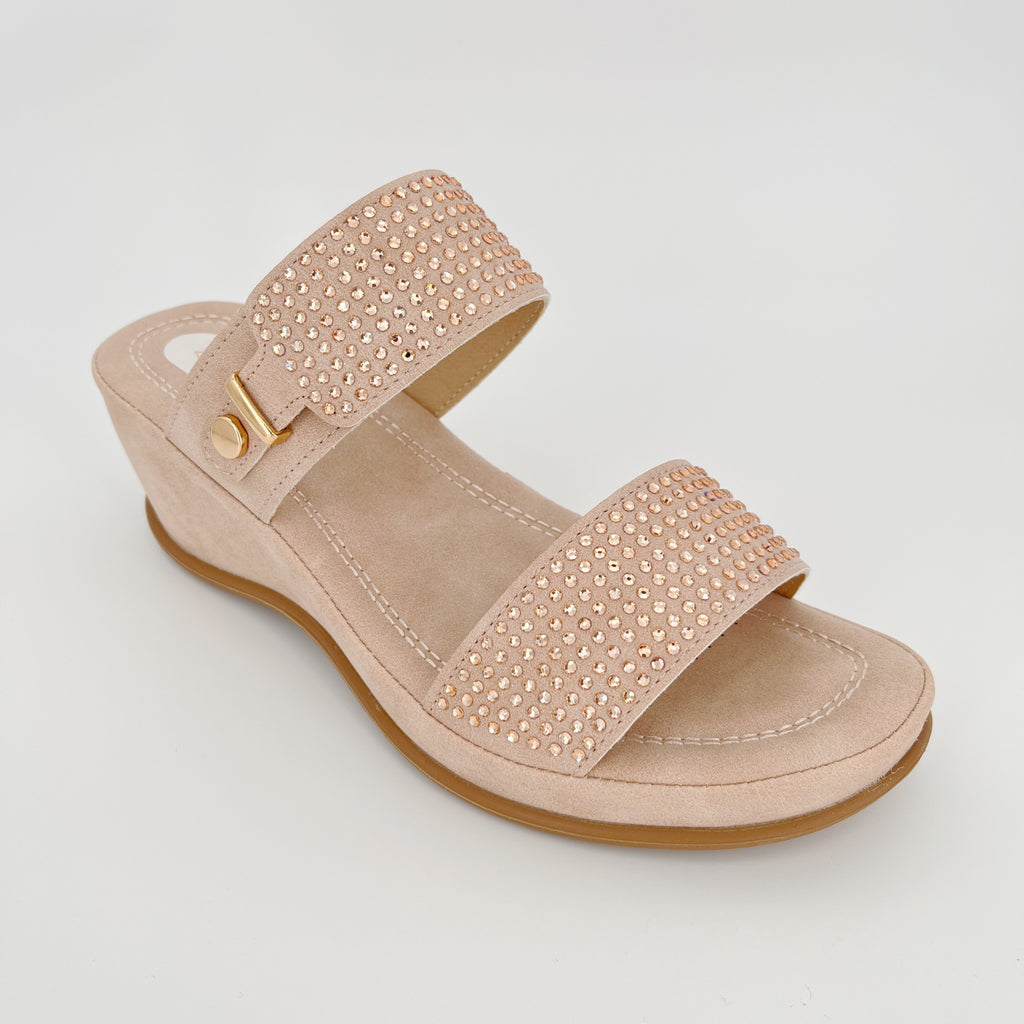 ZC Women's Tonal Crystal Adjustable Wedge Sandals – Wholesale | Comfort Fit | Multi-Color Options
