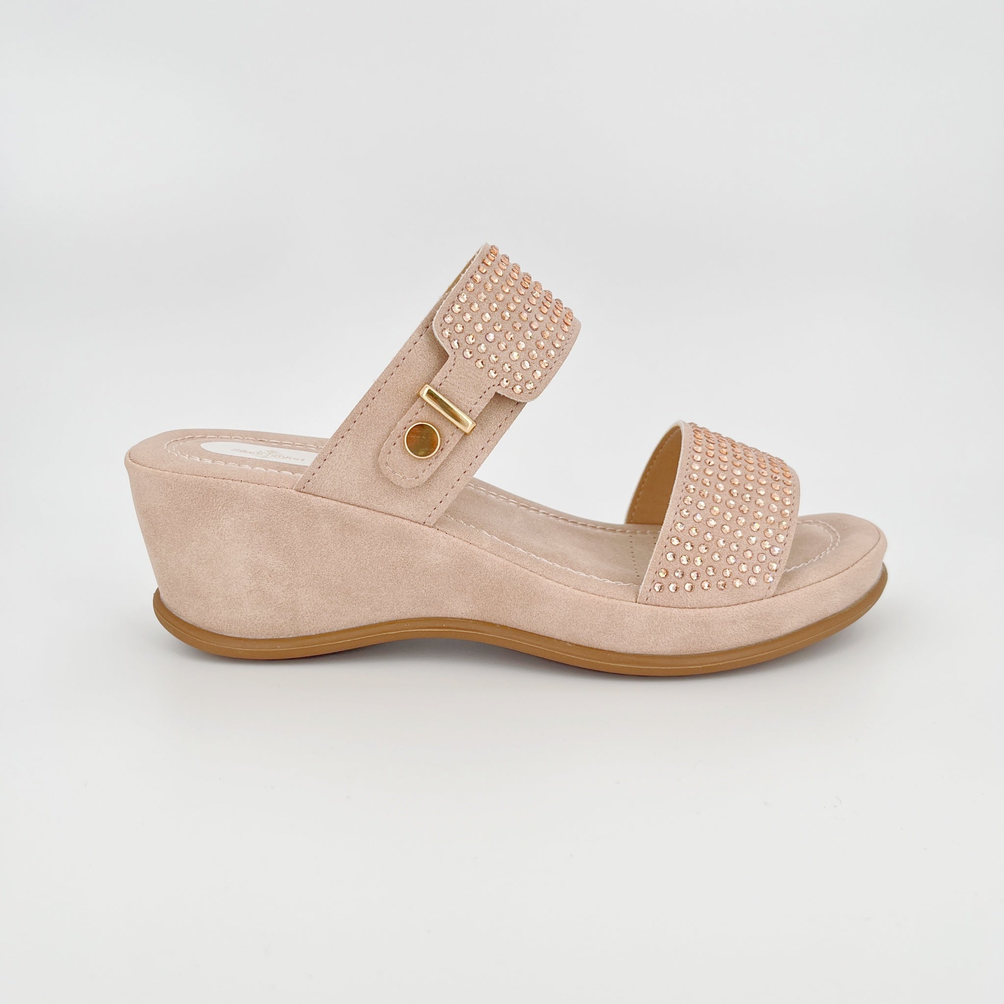 ZC Women's Tonal Crystal Adjustable Wedge Sandals – Wholesale | Comfort Fit | Multi-Color Options