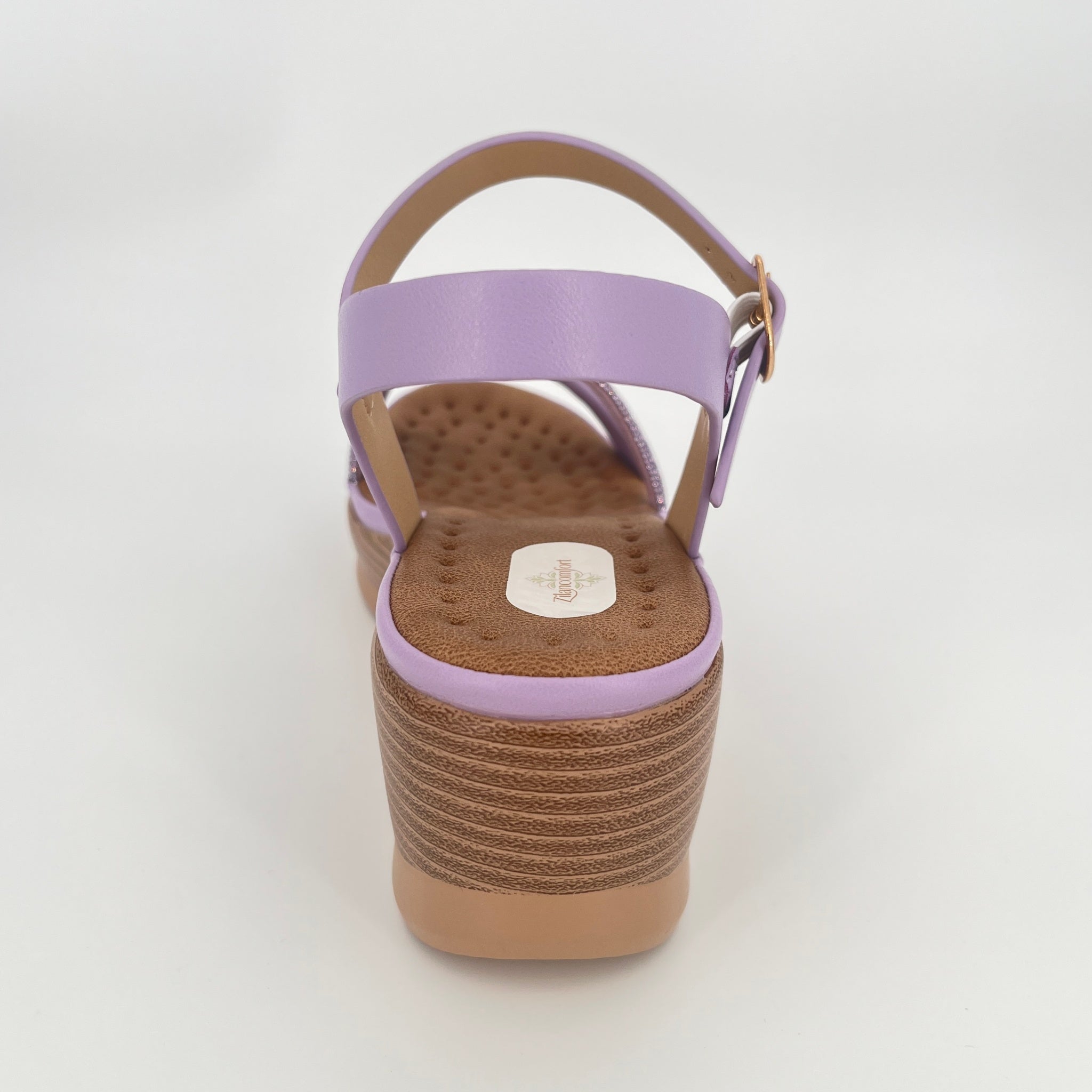 ZC Women's Crystal-Strap Duo Wood-Grain Wedge Sandals – Wholesale | Comfort Fit | Multi-Color Options