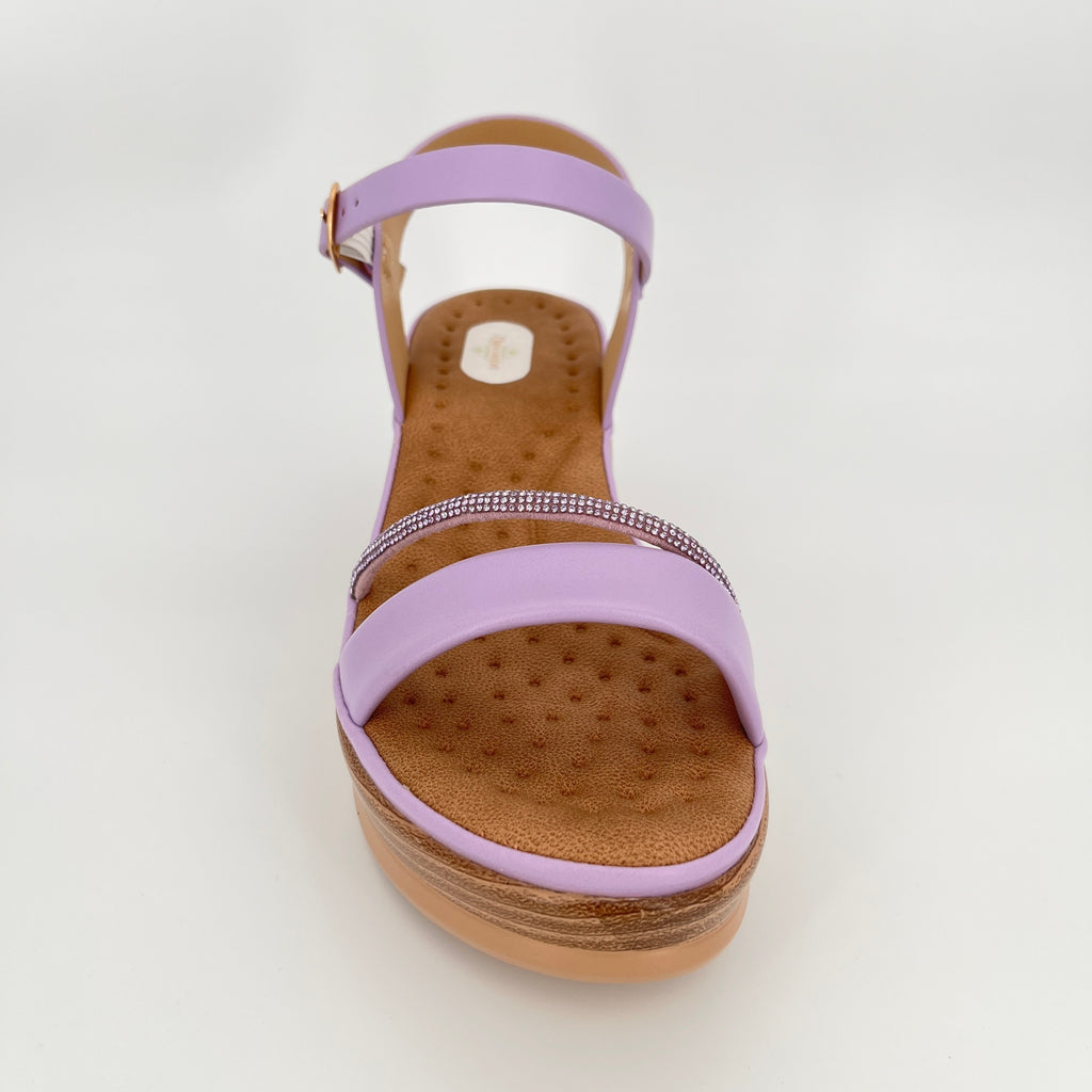 ZC Women's Crystal-Strap Duo Wood-Grain Wedge Sandals – Wholesale | Comfort Fit | Multi-Color Options