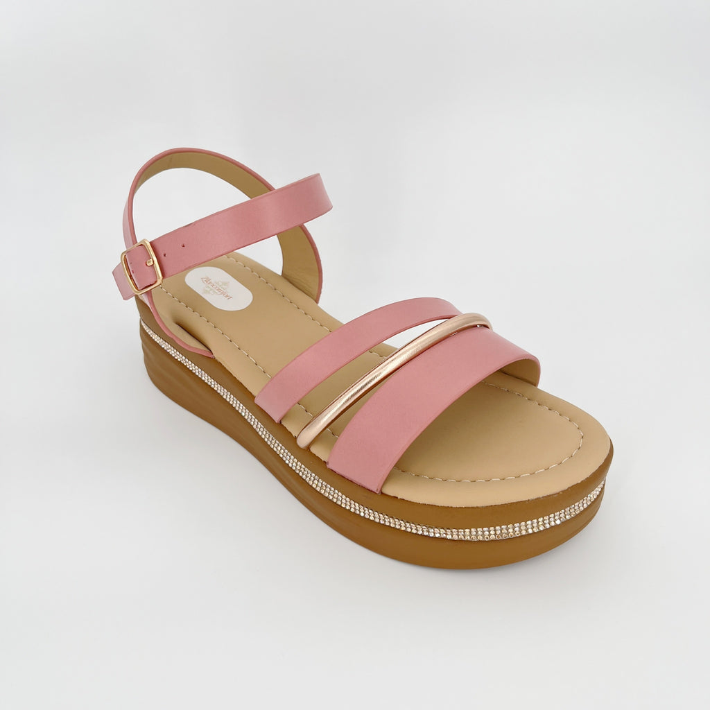 ZC Women's Rhinestone-Trim Wedge Sandals – Wholesale | Comfort Fit | Multi-Color Options
