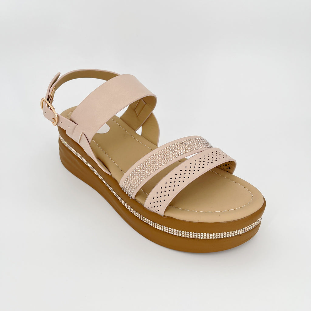 ZC Women's Dual-Strap Crystal Wedge Sandals – Wholesale | Comfort Fit | Multi-Color Options