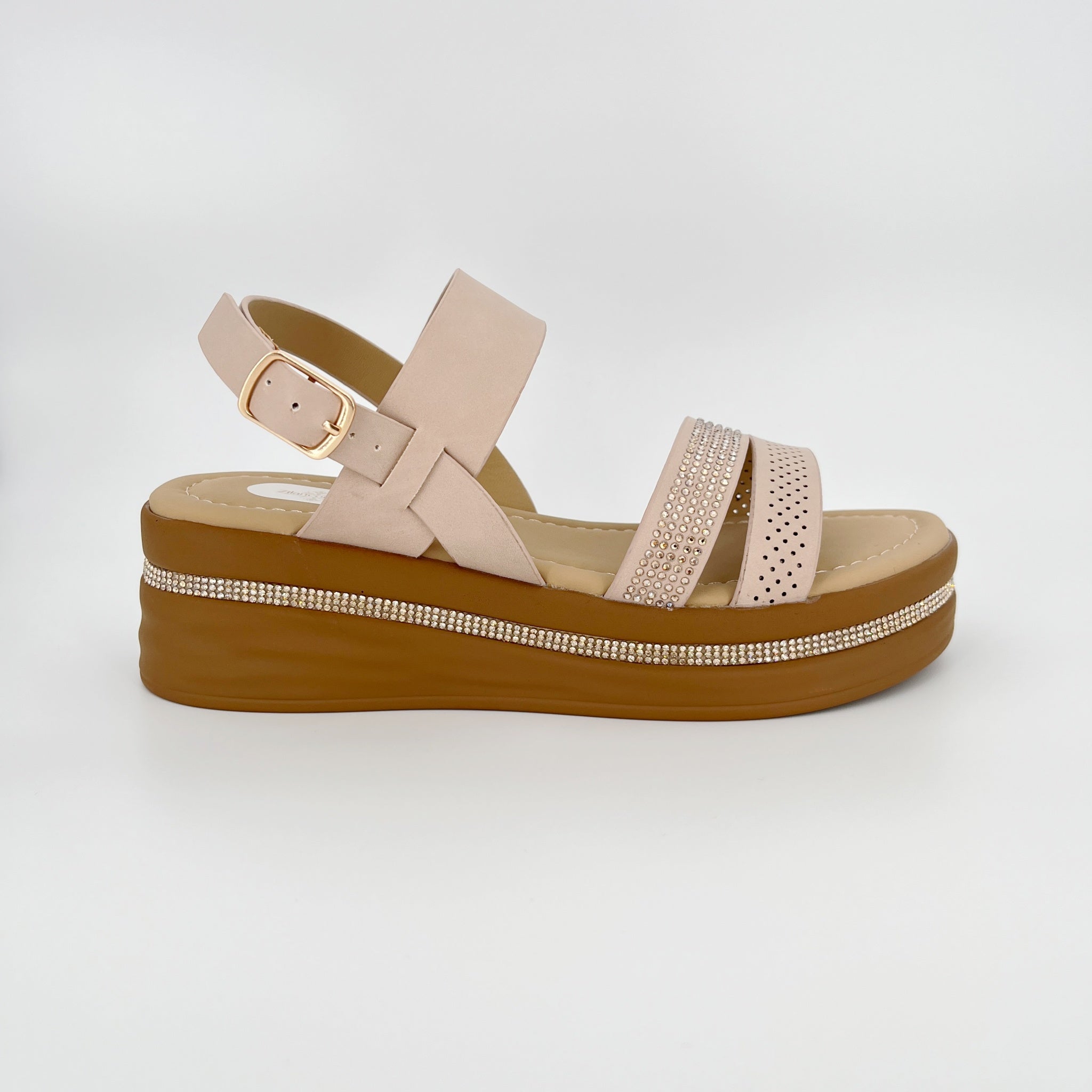 ZC Women's Dual-Strap Crystal Wedge Sandals – Wholesale | Comfort Fit | Multi-Color Options