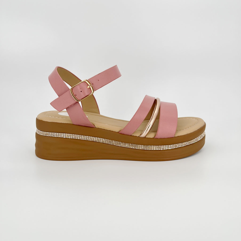 ZC Women's Rhinestone-Trim Wedge Sandals – Wholesale | Comfort Fit | Multi-Color Options