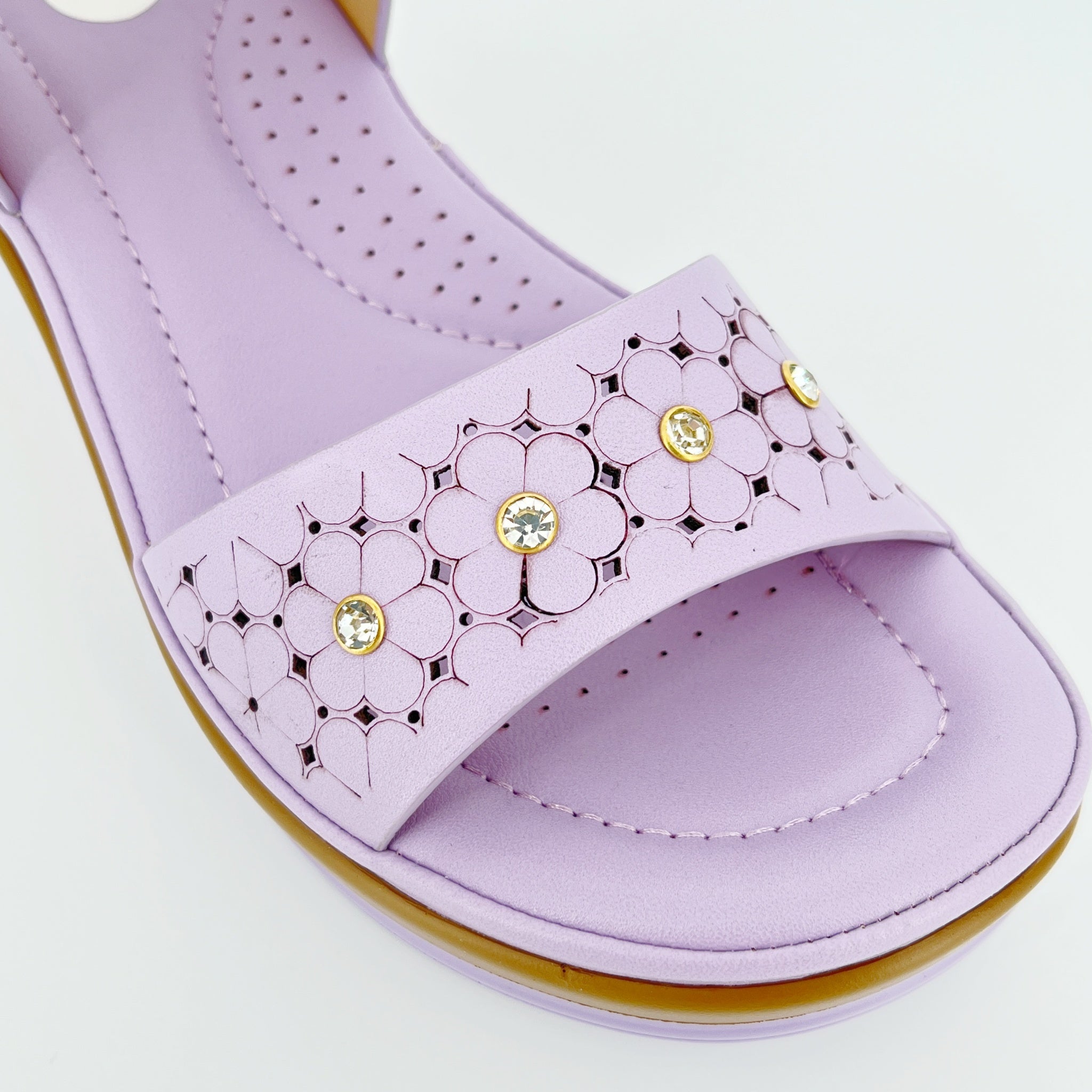 ZC Women's Floral Cutout Crystal-Dot Wedge Sandals – Wholesale | Comfort Fit | Multi-Color Options