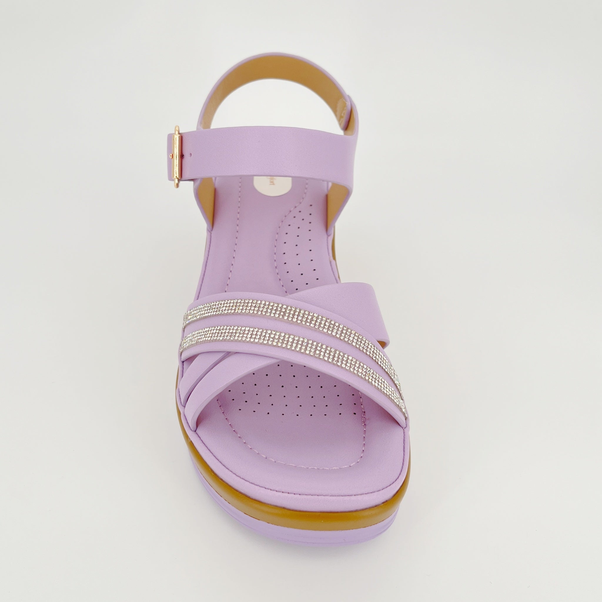 ZC Women's Crystal-Strip Cross-Strap Wedge Sandals – Wholesale | Comfort Fit | Multi-Color Options