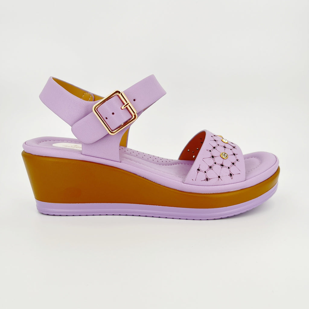 ZC Women's Floral Cutout Crystal-Dot Wedge Sandals – Wholesale | Comfort Fit | Multi-Color Options