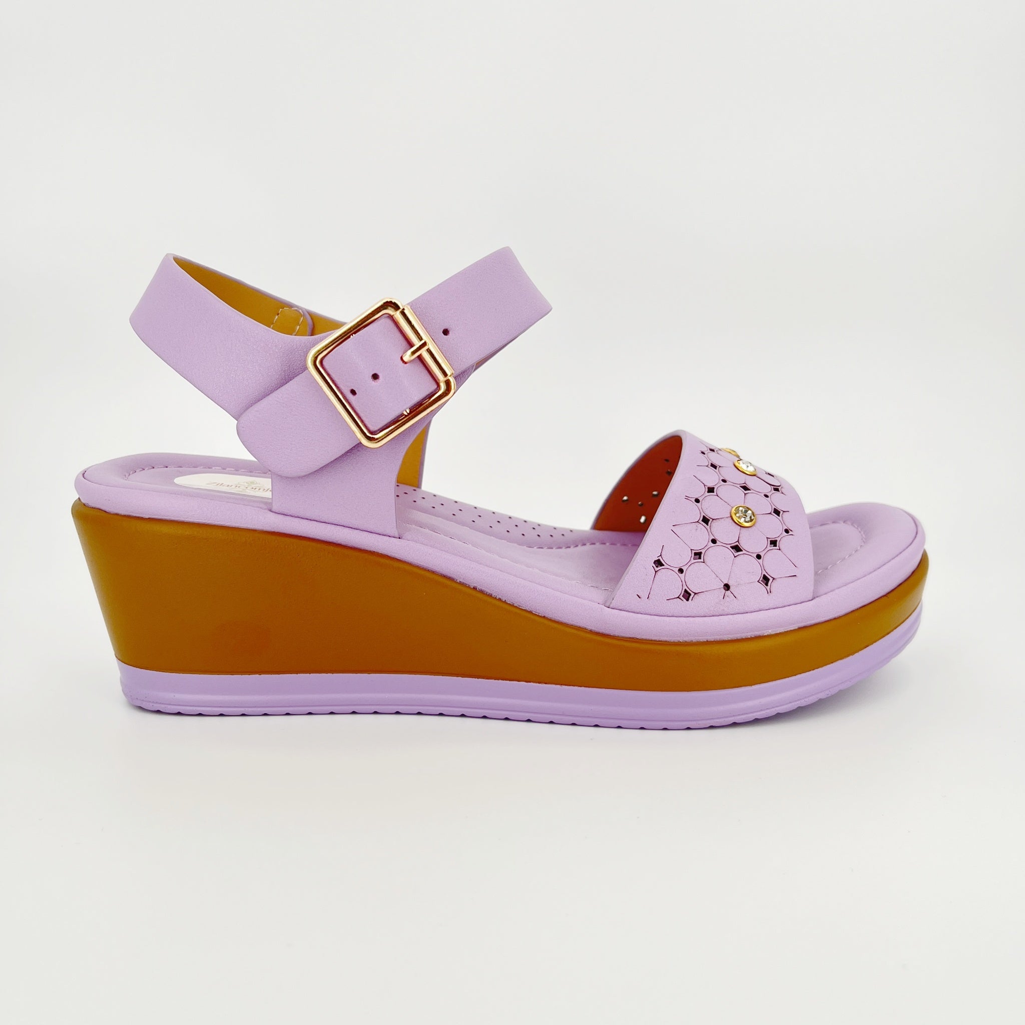 ZC Women's Floral Cutout Crystal-Dot Wedge Sandals – Wholesale | Comfort Fit | Multi-Color Options