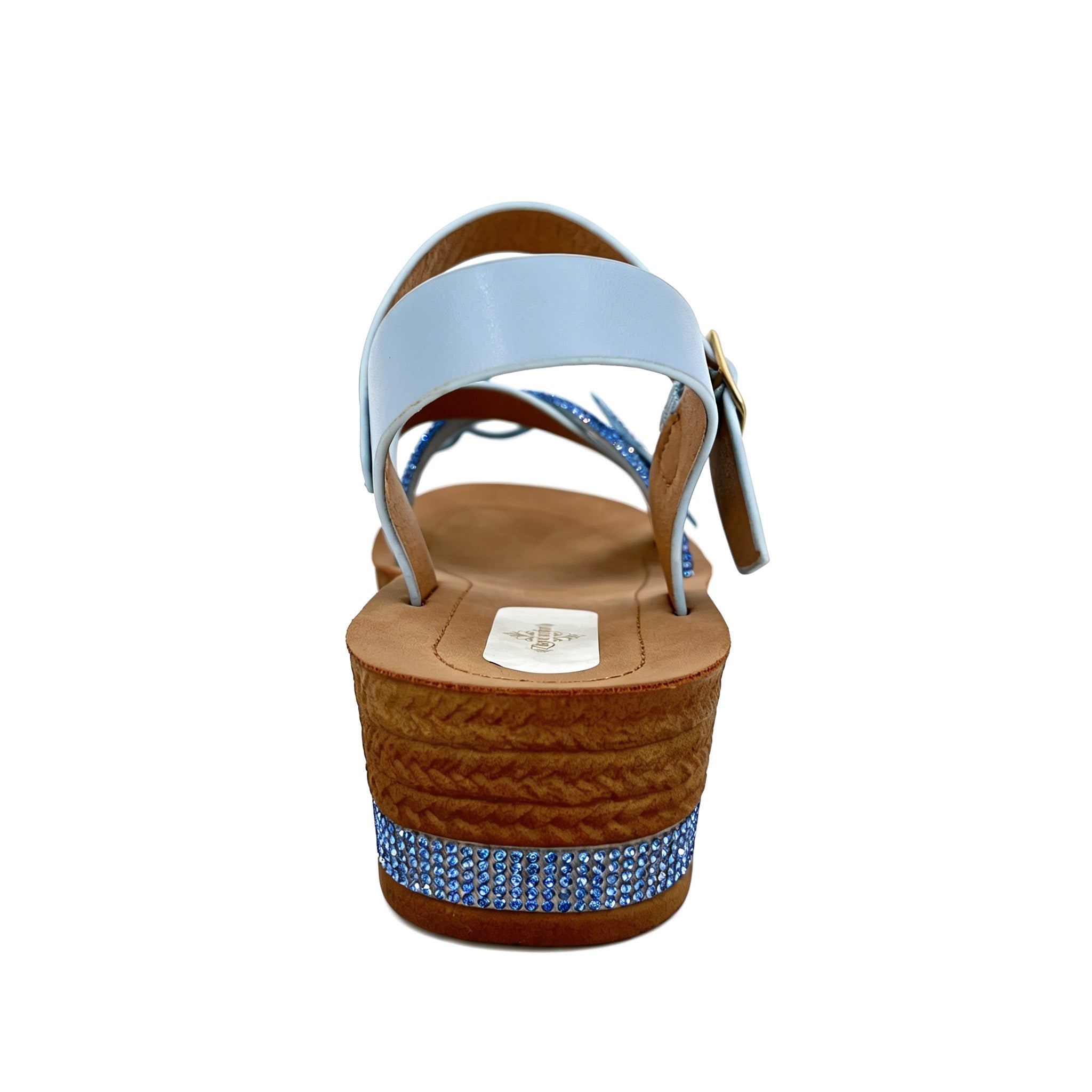 Women's Rhinestone Cross-Strap Wedge Sandals with 3D Floral Embellishment | Crystal-Trim Espadrille Platform