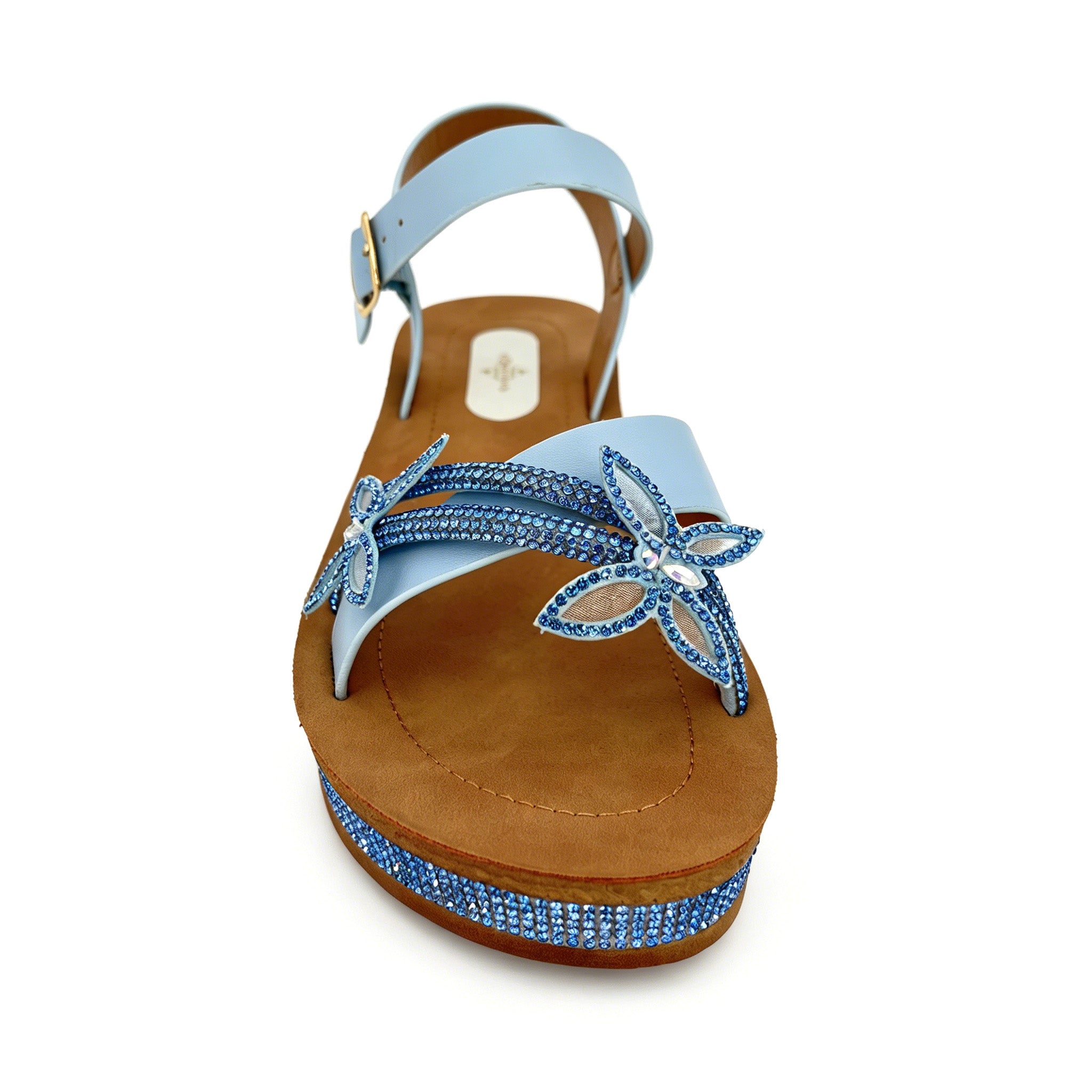 Women's Rhinestone Cross-Strap Wedge Sandals with 3D Floral Embellishment | Crystal-Trim Espadrille Platform
