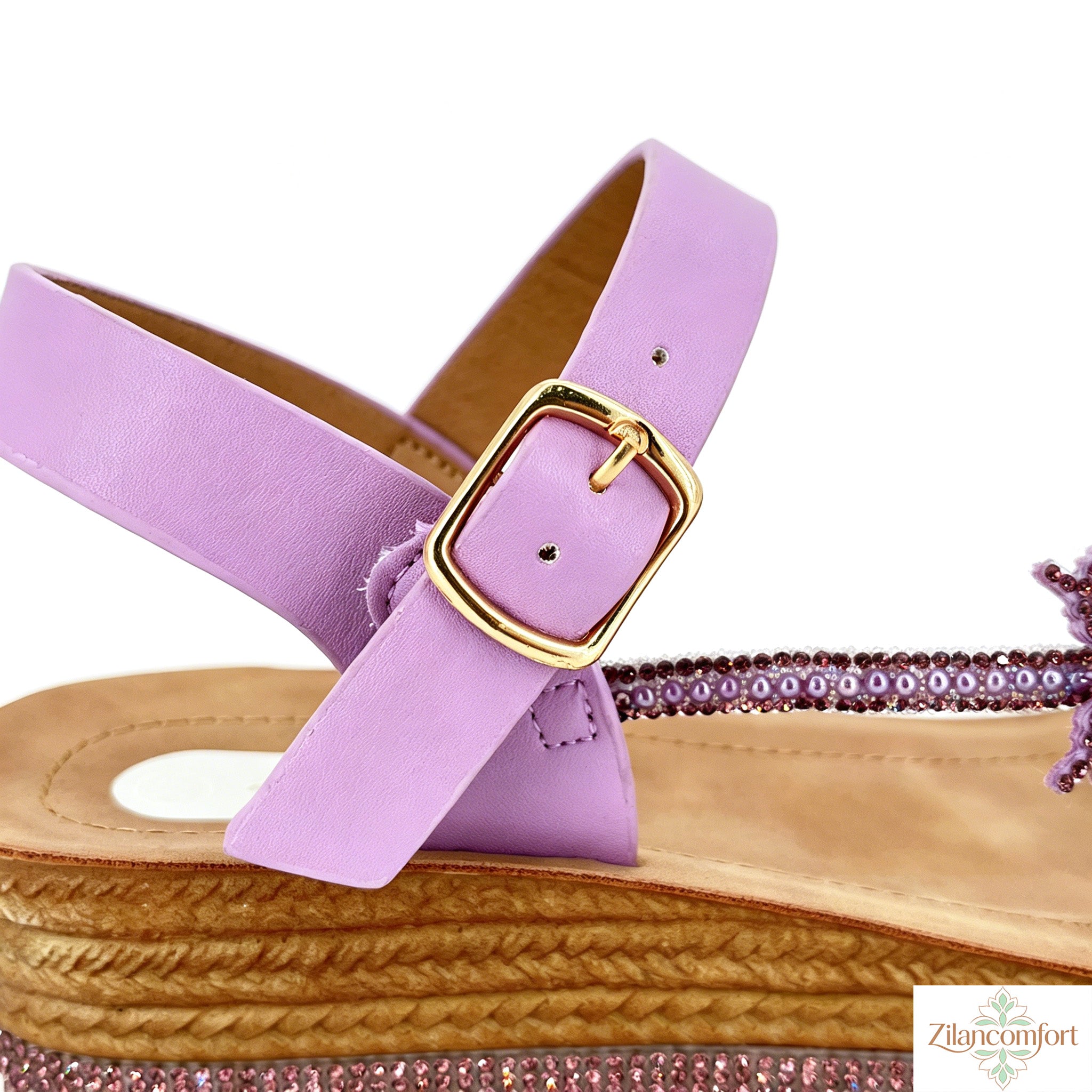 Women's Rhinestone Braided Toe-Ring Wedge Sandals with 3D Butterfly | Crystal-Trim Espadrille Platform
