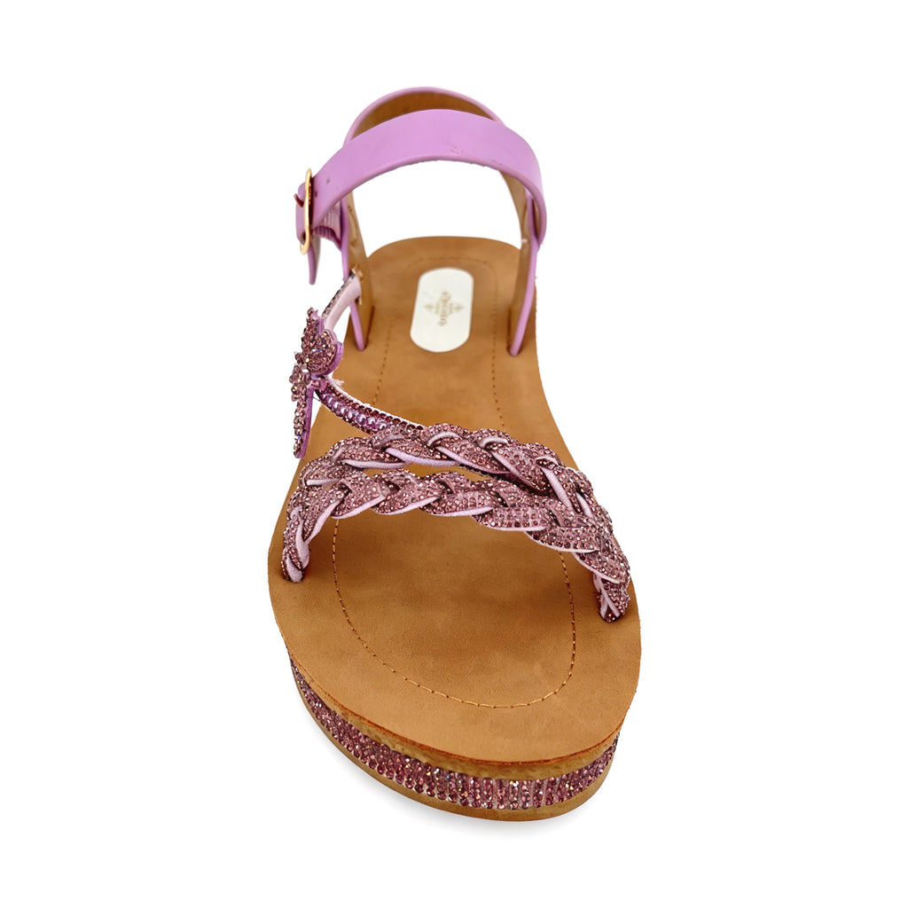Women's Rhinestone Braided Toe-Ring Wedge Sandals with 3D Butterfly | Crystal-Trim Espadrille Platform