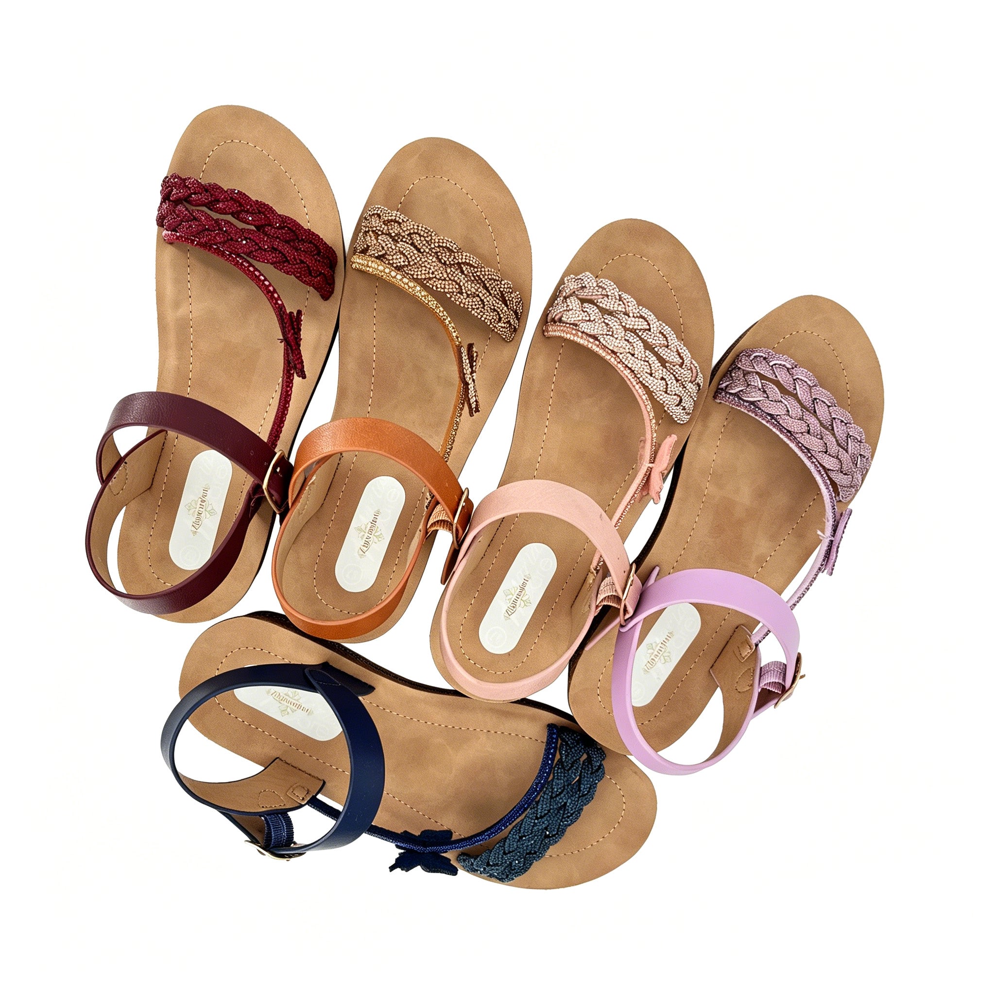 Women's Rhinestone Braided Toe-Ring Wedge Sandals with 3D Butterfly | Crystal-Trim Espadrille Platform