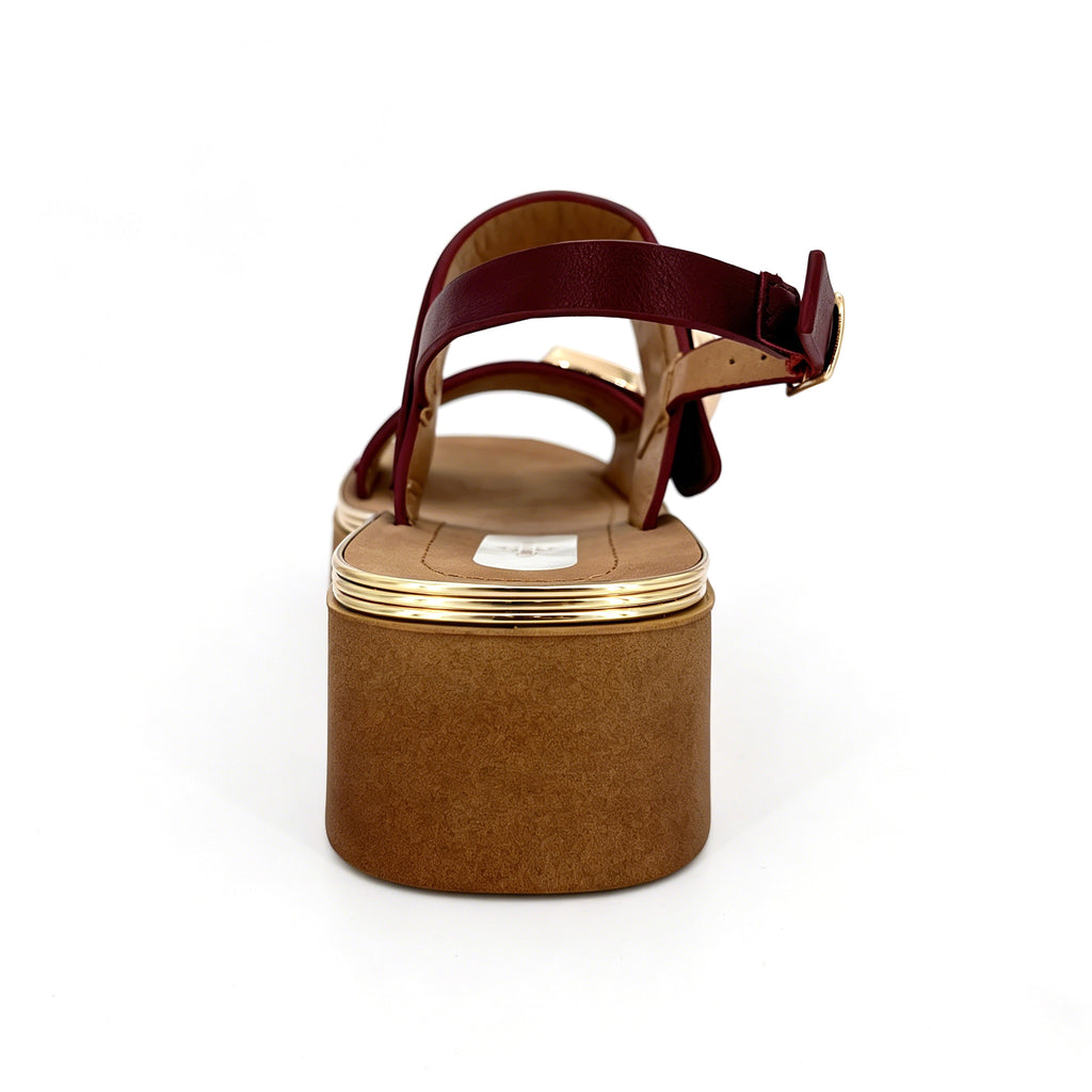 Women's Double-Strap Open-Toe Platform Sandals with Dual Gold Diamond Pyramid Hardware | Chunky Cylinder Platform
