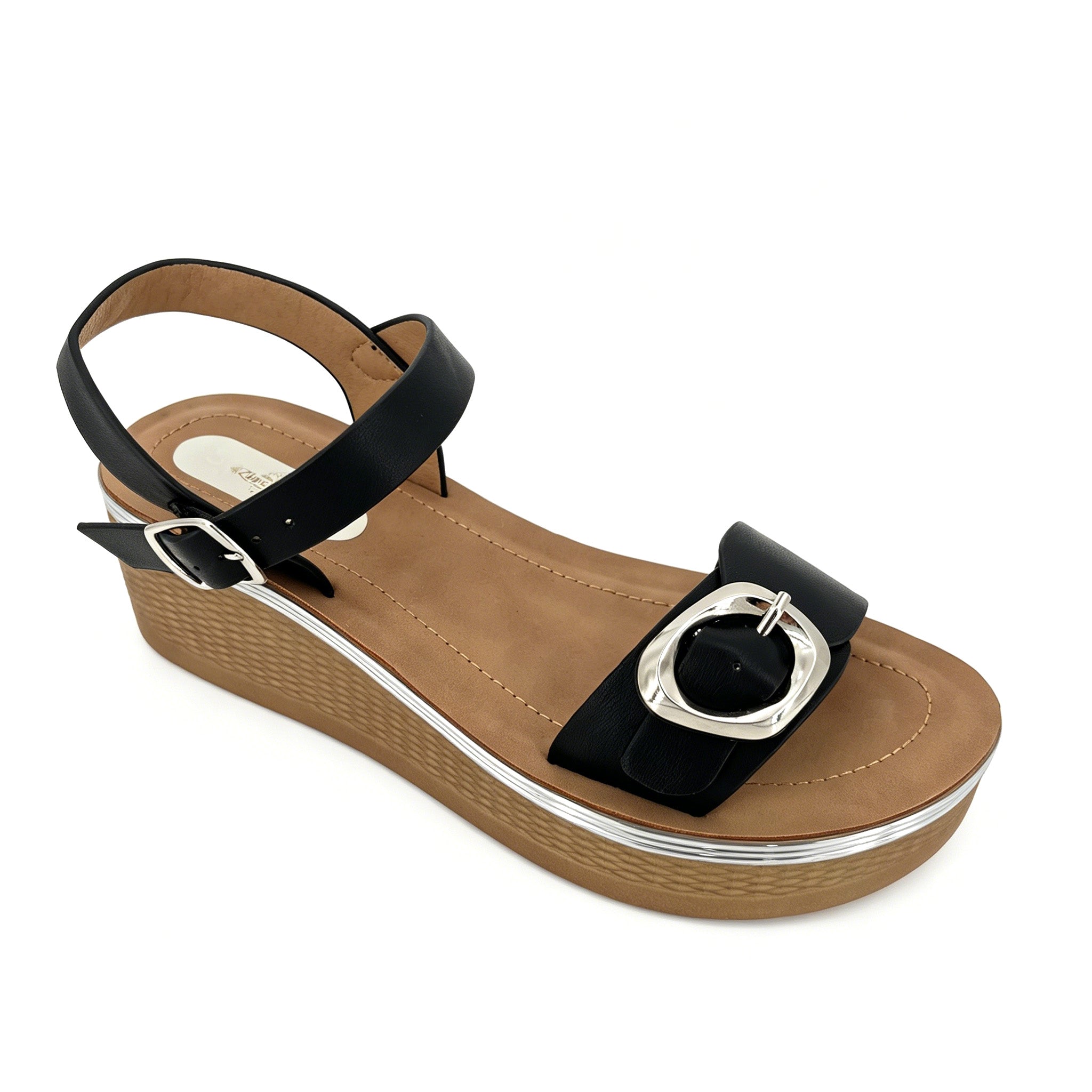 Sandalias de plataforma con cuña y hebilla extragrande de una tira para mujer | Sandalia cómoda al por mayor | Multicolor | EU 35–41