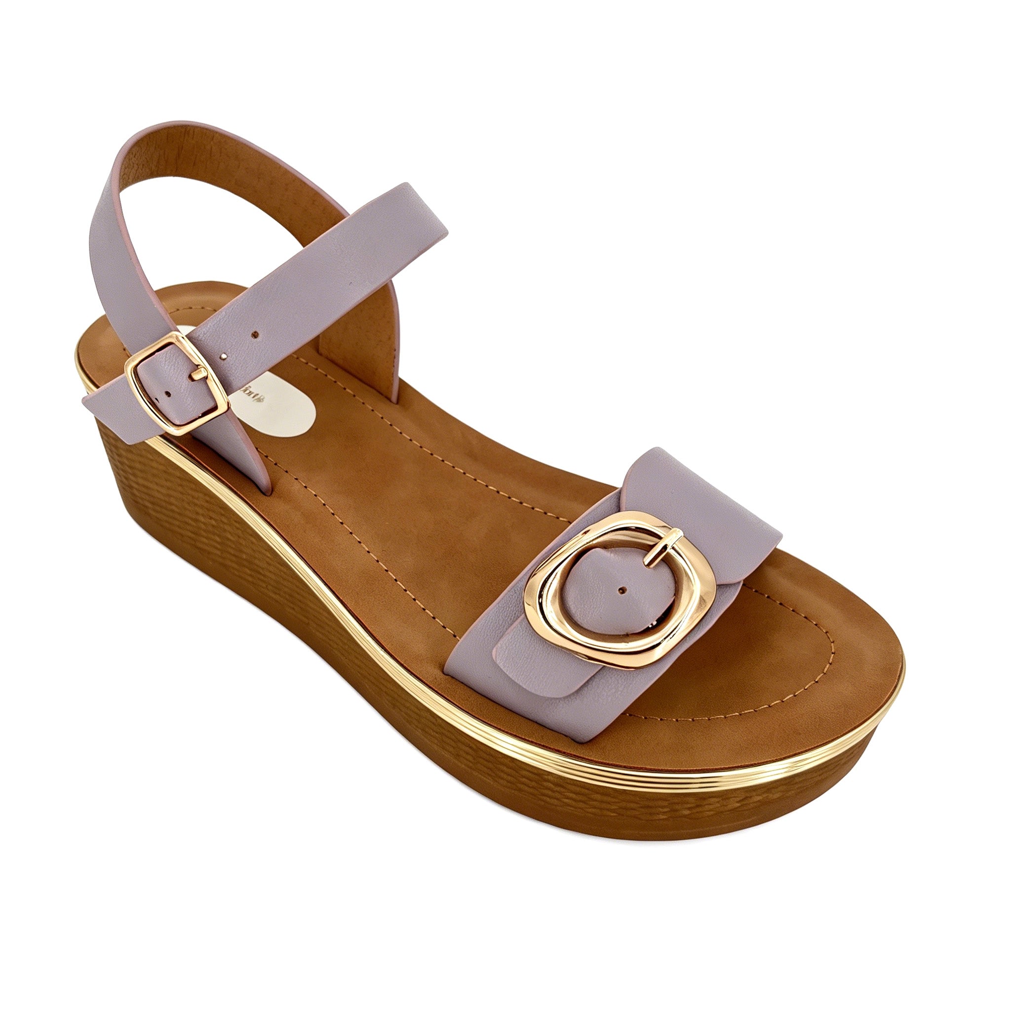 Sandalias de plataforma con cuña y hebilla extragrande de una tira para mujer | Sandalia cómoda al por mayor | Multicolor | EU 35–41