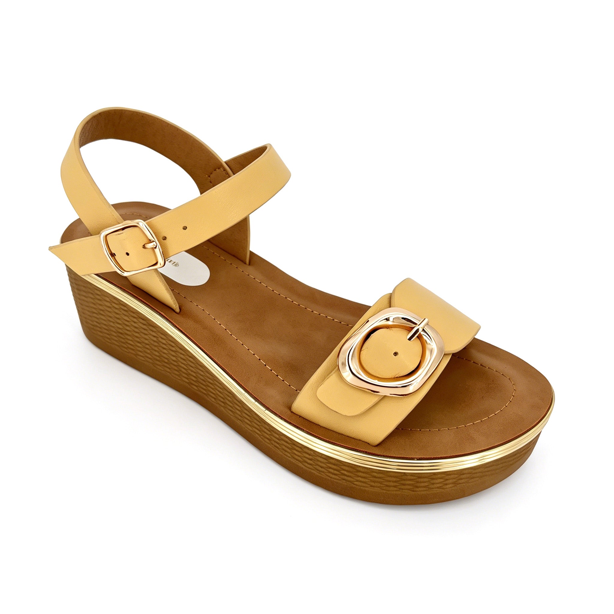 Sandalias de plataforma con cuña y hebilla extragrande de una tira para mujer | Sandalia cómoda al por mayor | Multicolor | EU 35–41