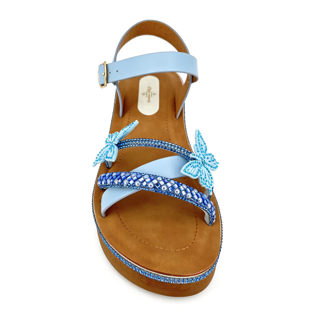 Women's Crystal-Butterfly Double-Strap Wedge Platform Sandals | Wholesale Comfort Sandal | Multi-Color | EU 35–41
