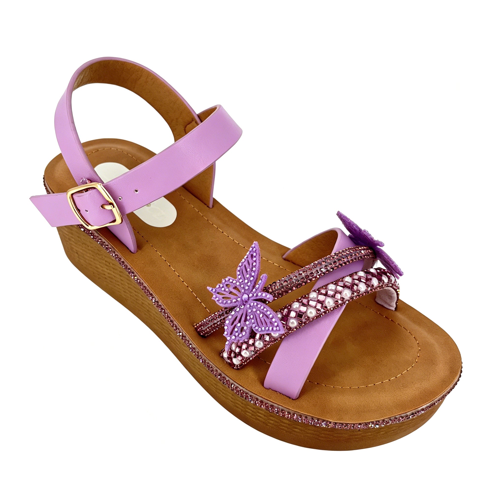Women's Crystal-Butterfly Double-Strap Wedge Platform Sandals | Wholesale Comfort Sandal | Multi-Color | EU 35–41