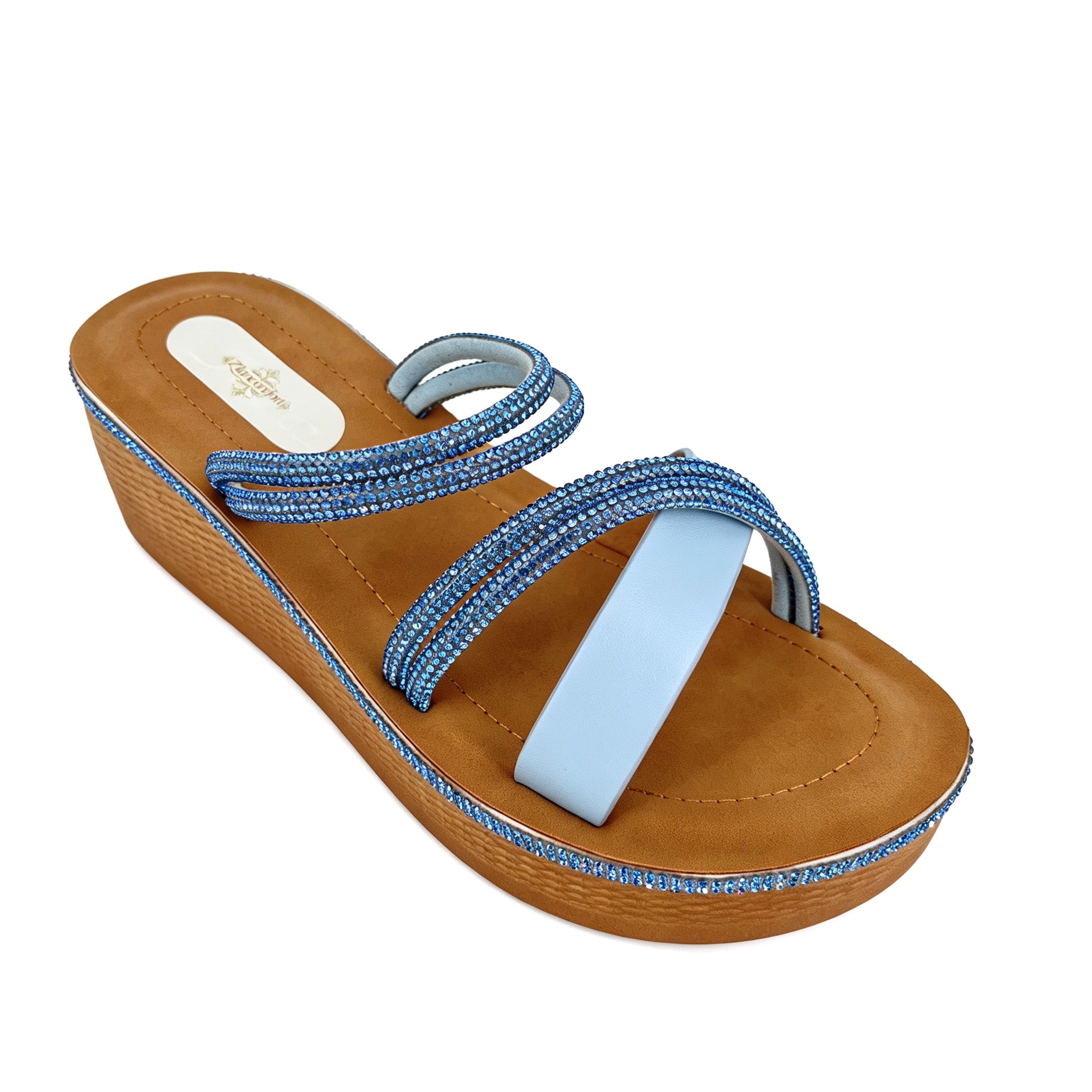 Women's Crystal Triple-Strap Wedge Platform Sandals | Wholesale Comfort Sandal | Multi-Color | EU 35–41