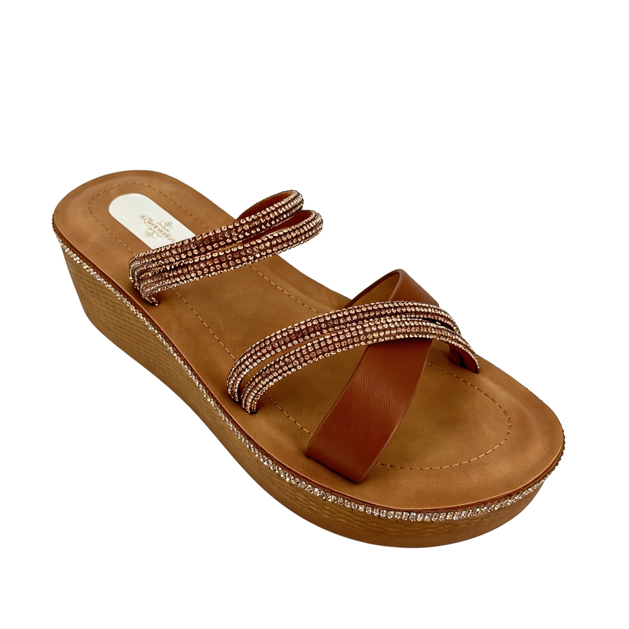 Women's Crystal Triple-Strap Wedge Platform Sandals | Wholesale Comfort Sandal | Multi-Color | EU 35–41
