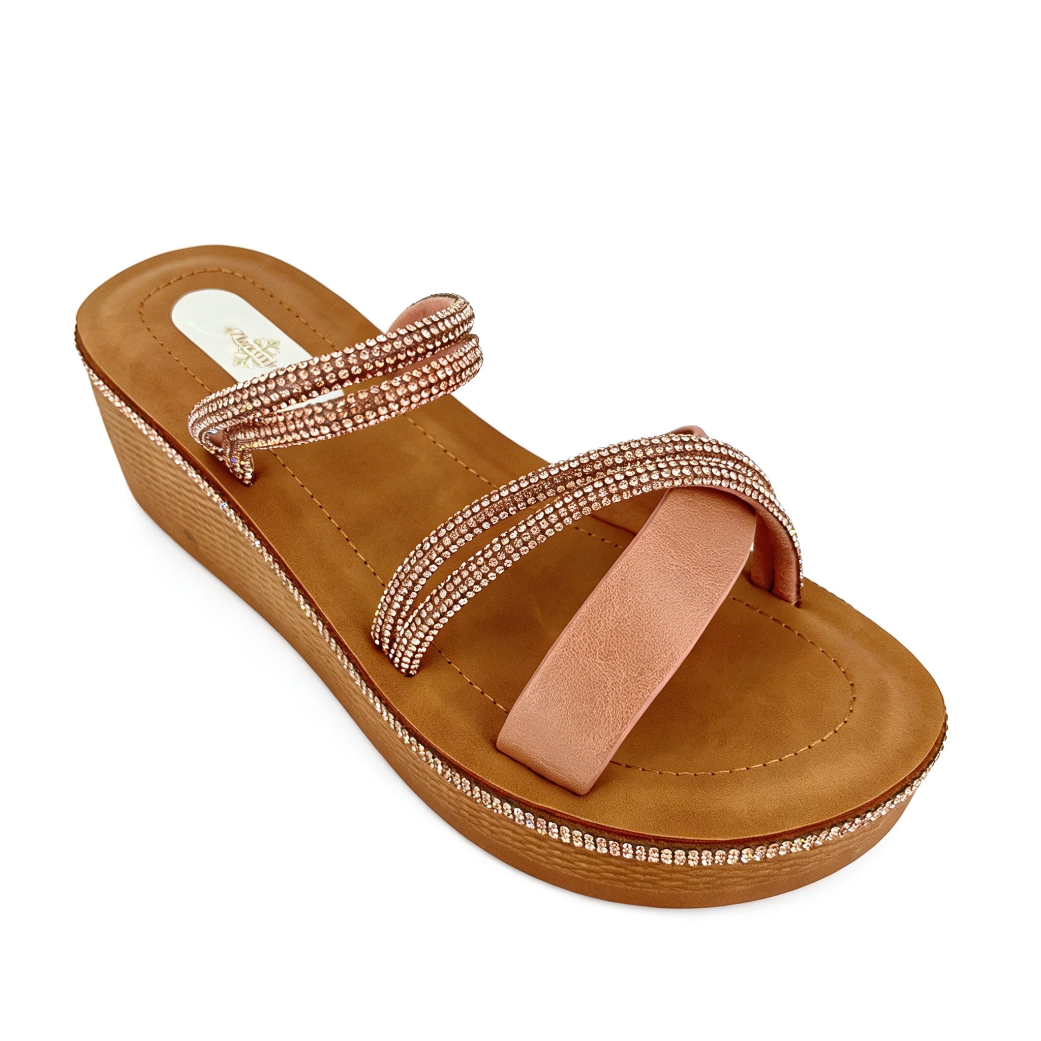 Women's Crystal Triple-Strap Wedge Platform Sandals | Wholesale Comfort Sandal | Multi-Color | EU 35–41