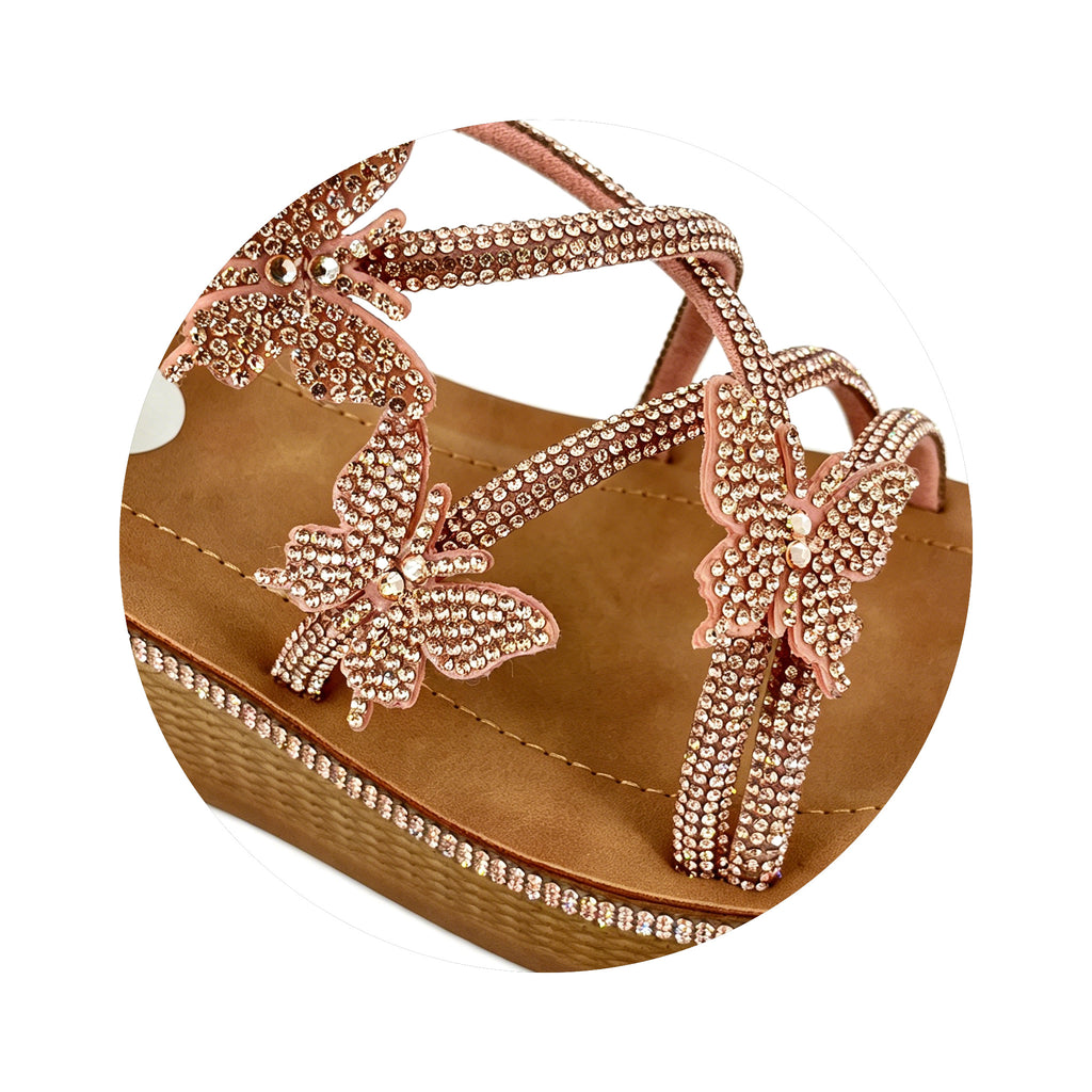 Women's Crystal Butterfly Multi-Strap Wedge Platform Sandals | Wholesale Comfort Sandal | Multi-Color | EU 35–41