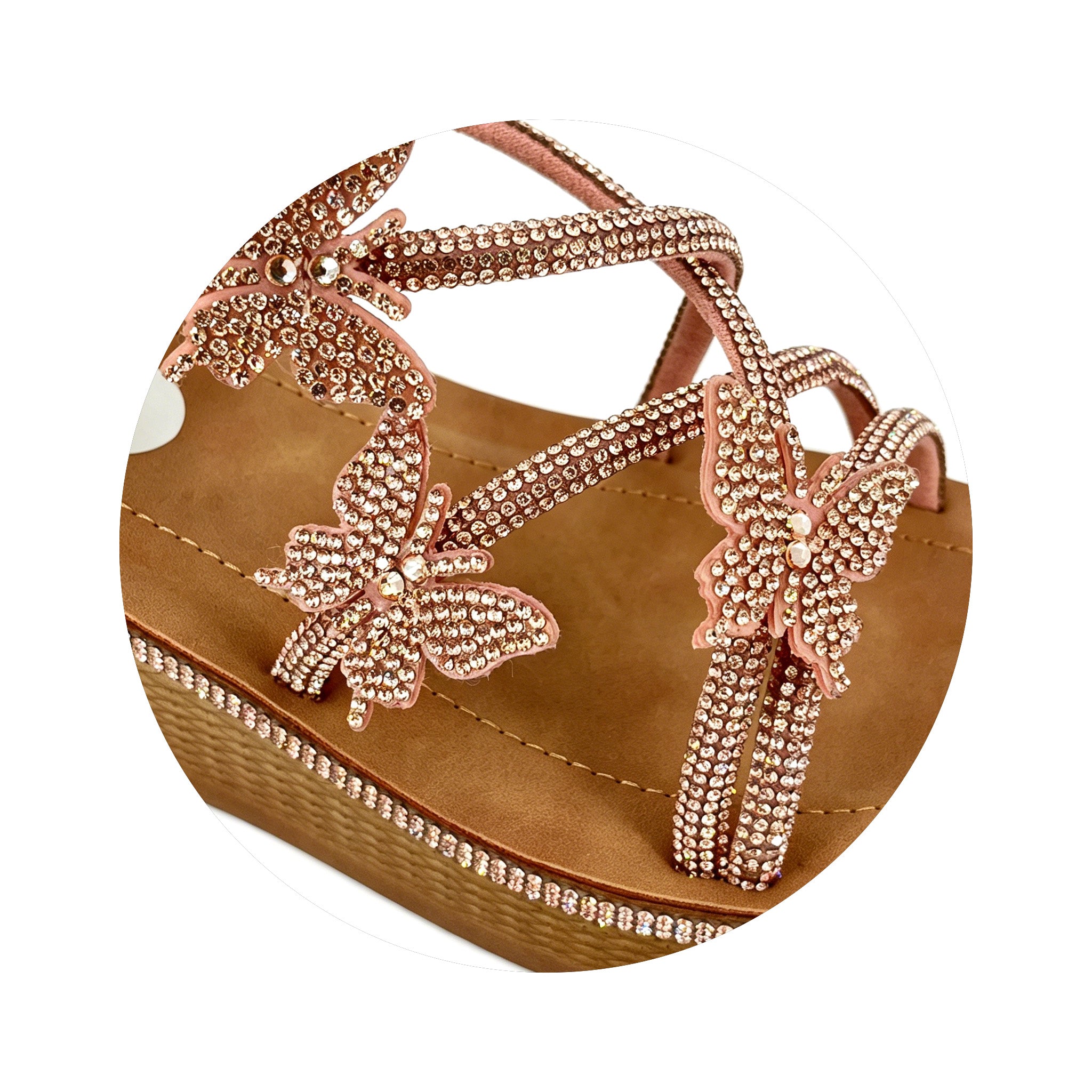 Women's Crystal Butterfly Multi-Strap Wedge Platform Sandals | Wholesale Comfort Sandal | Multi-Color | EU 35–41