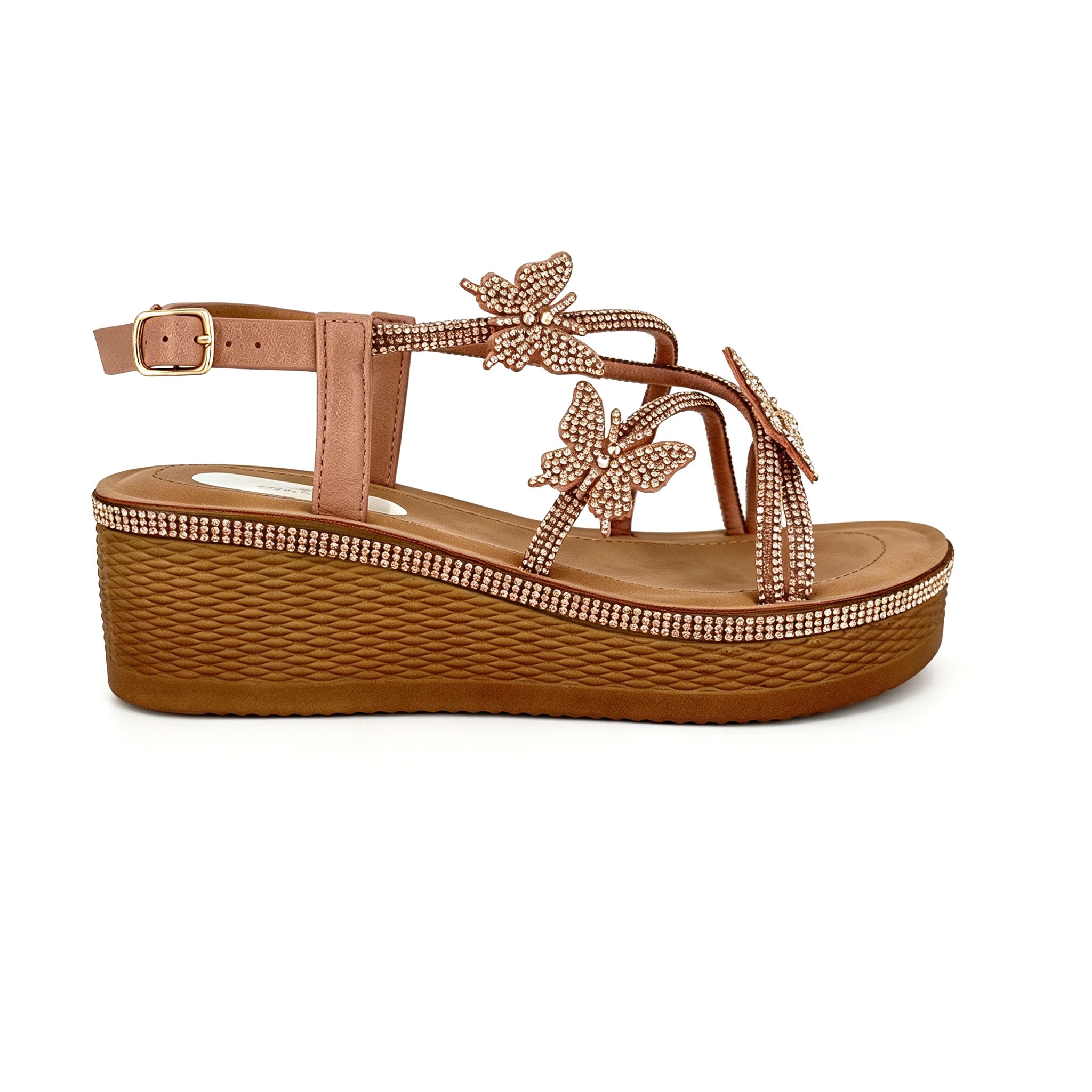 Women's Crystal Butterfly Multi-Strap Wedge Platform Sandals | Wholesale Comfort Sandal | Multi-Color | EU 35–41