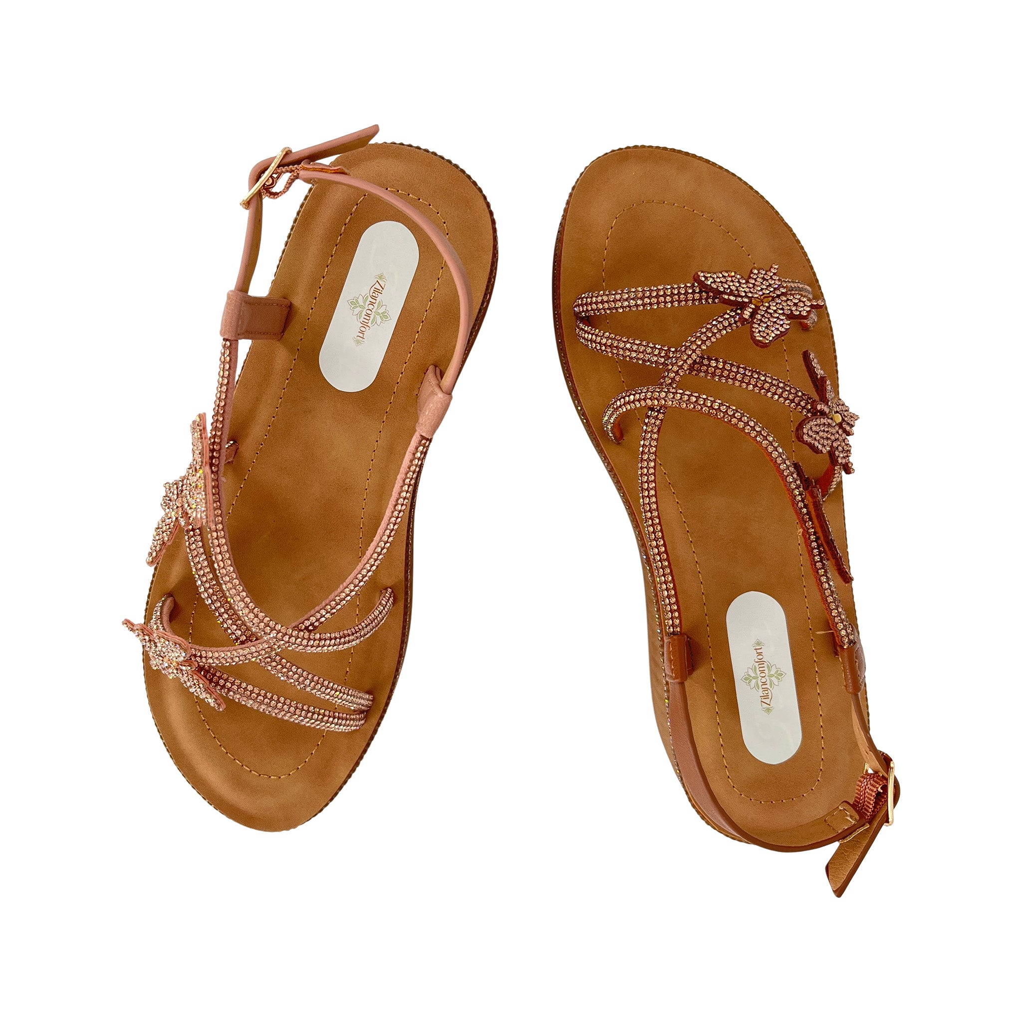Women's Crystal Butterfly Multi-Strap Wedge Platform Sandals | Wholesale Comfort Sandal | Multi-Color | EU 35–41