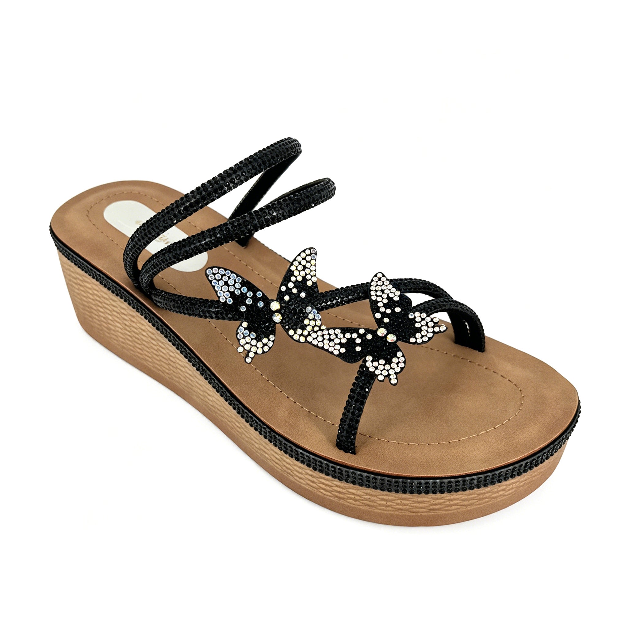 Women's Crystal Butterfly Multi-Strap Wedge Platform Sandals | Wholesale Comfort Sandal | Multi-Color | EU 35–41