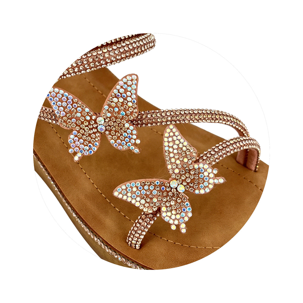 Women's Crystal Butterfly Multi-Strap Wedge Platform Sandals | Wholesale Comfort Sandal | Multi-Color | EU 35–41
