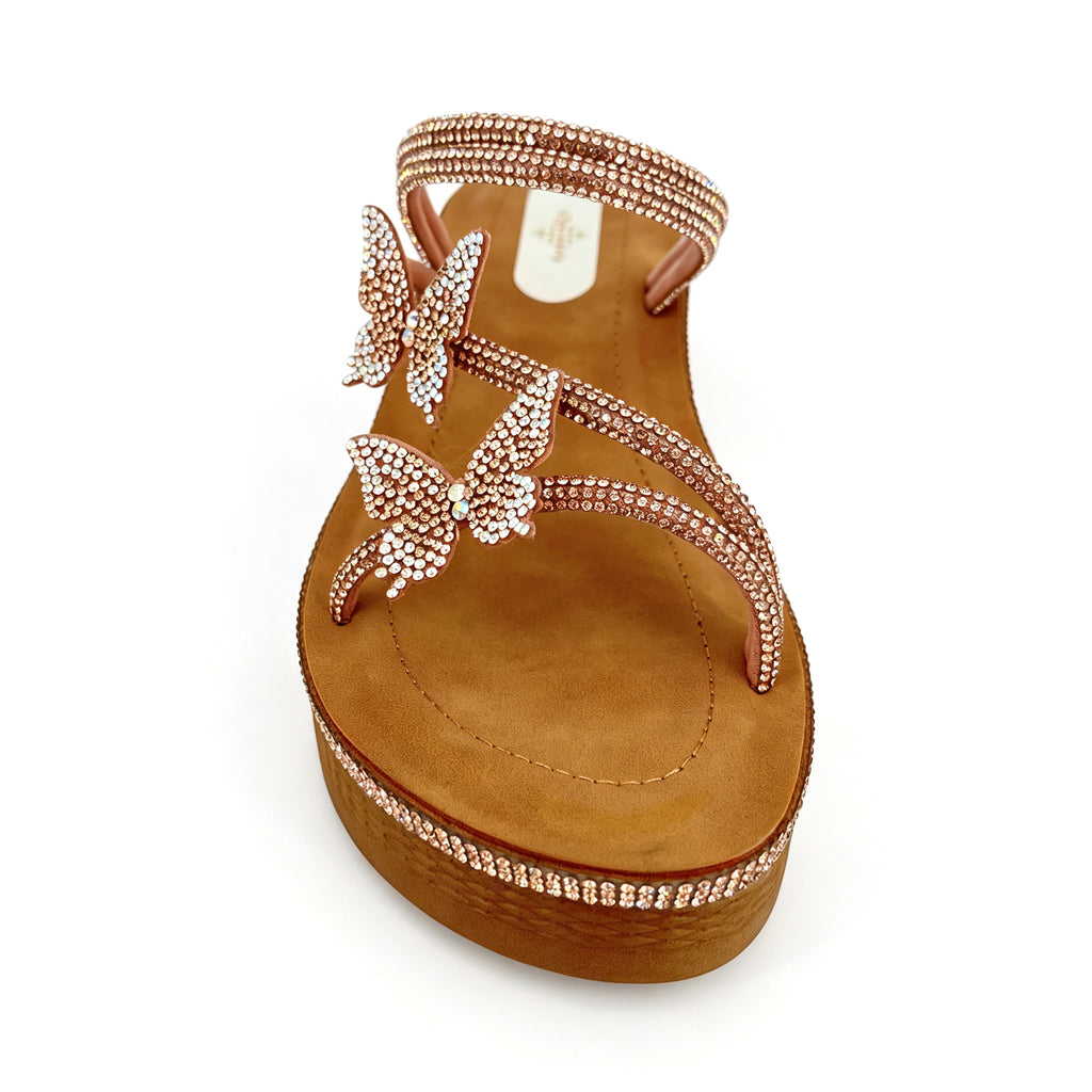 Women's Crystal Butterfly Multi-Strap Wedge Platform Sandals | Wholesale Comfort Sandal | Multi-Color | EU 35–41