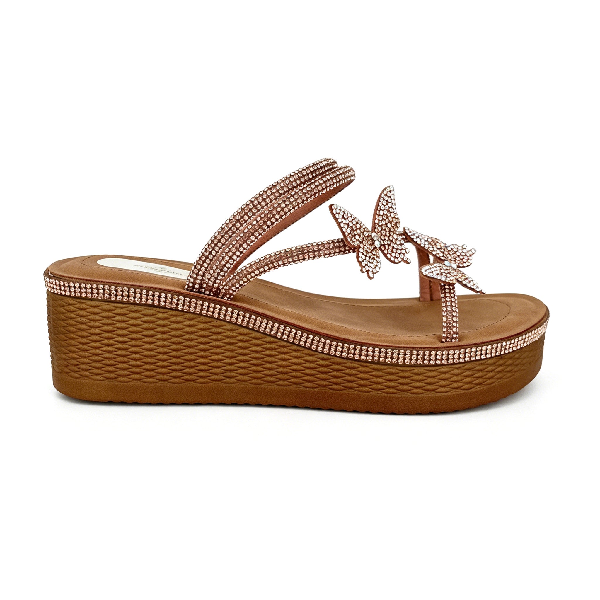 Women's Crystal Butterfly Multi-Strap Wedge Platform Sandals | Wholesale Comfort Sandal | Multi-Color | EU 35–41