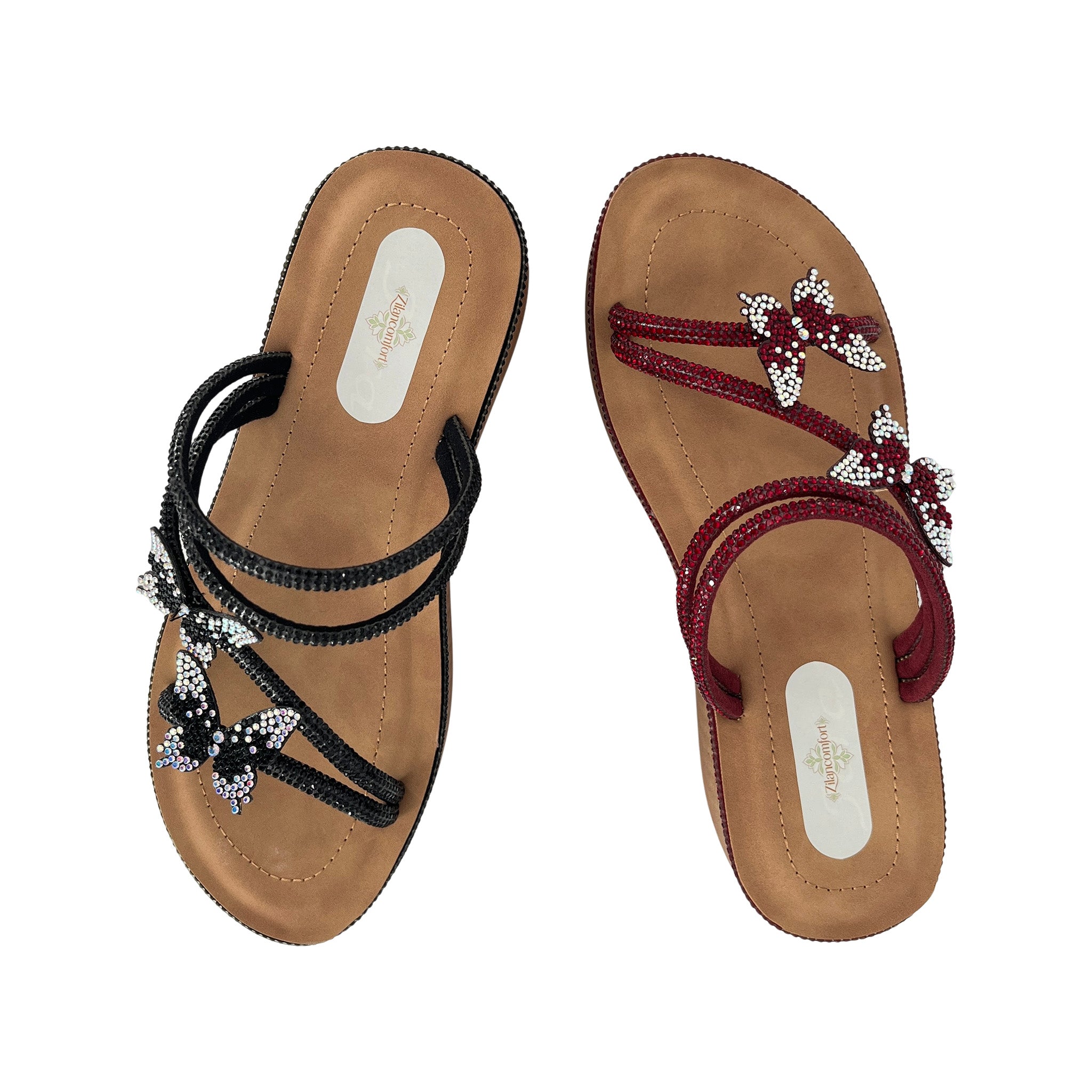 Women's Crystal Butterfly Multi-Strap Wedge Platform Sandals | Wholesale Comfort Sandal | Multi-Color | EU 35–41