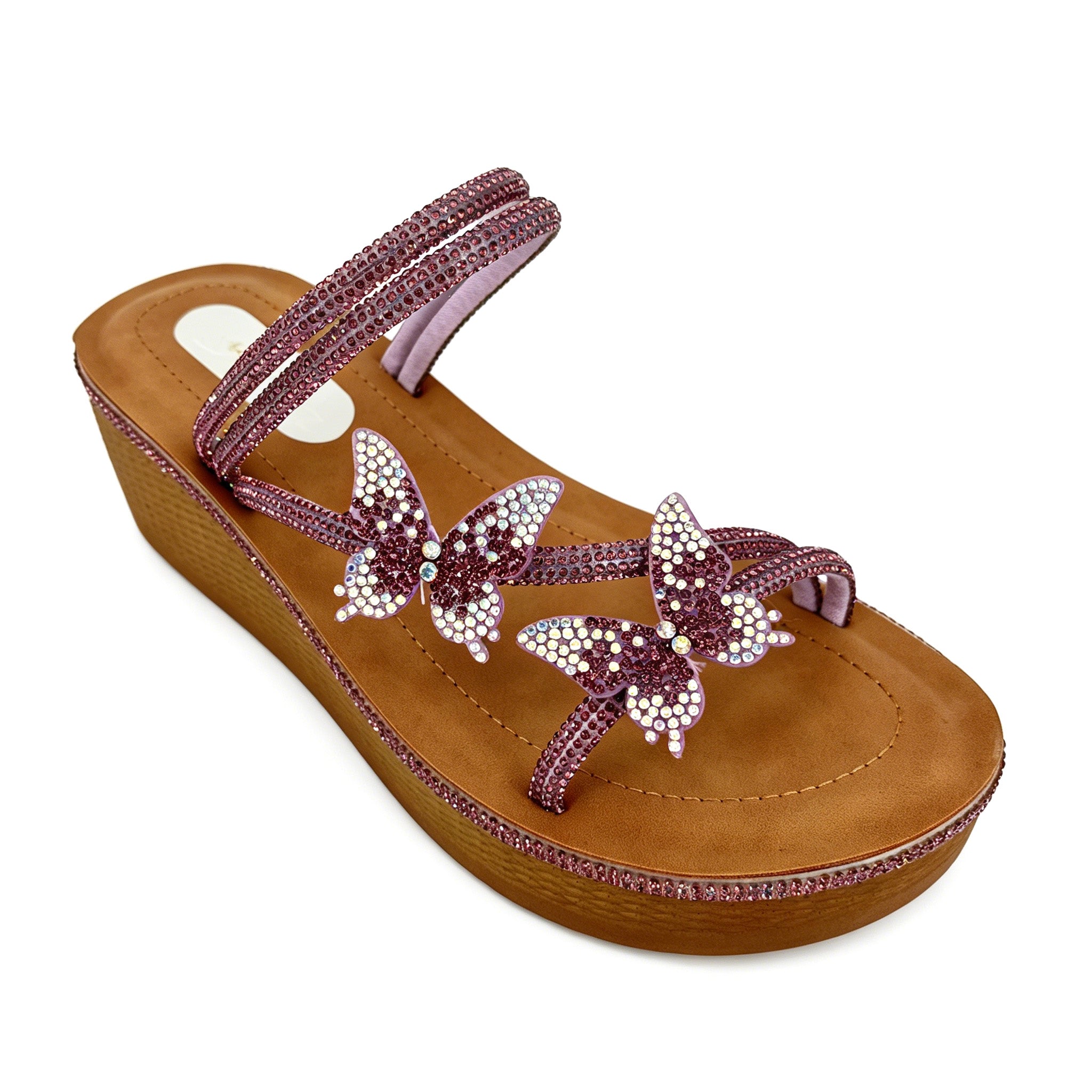 Women's Crystal Butterfly Multi-Strap Wedge Platform Sandals | Wholesale Comfort Sandal | Multi-Color | EU 35–41