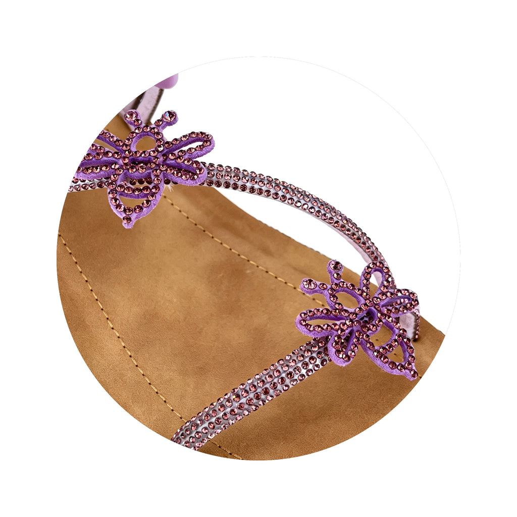 Women's Crystal Butterfly Multi-Strap Wedge Sandals with Ankle Strap | Wholesale Comfort Sandal | Multi-Color | EU 35–41