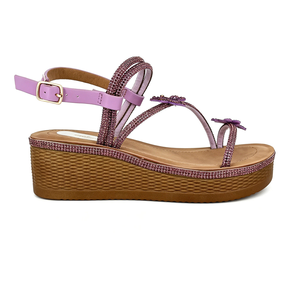 Women's Crystal Butterfly Multi-Strap Wedge Sandals with Ankle Strap | Wholesale Comfort Sandal | Multi-Color | EU 35–41