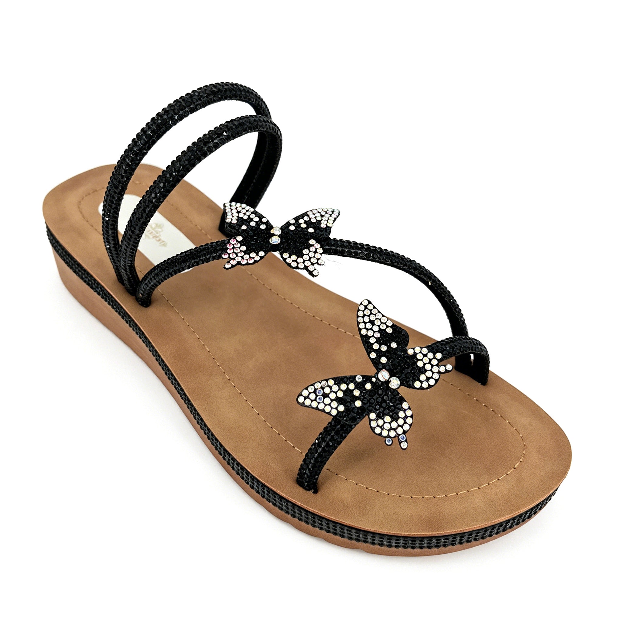 Women's Crystal Butterfly Slip-On Wedge Sandals | Wholesale Comfort Sandal | Multi-Color | EU 35–41
