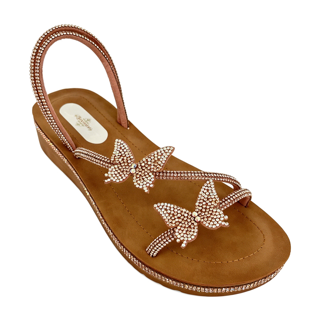 Women's Crystal Butterfly Slip-On Wedge Sandals | Wholesale Comfort Sandal | Multi-Color | EU 35–41