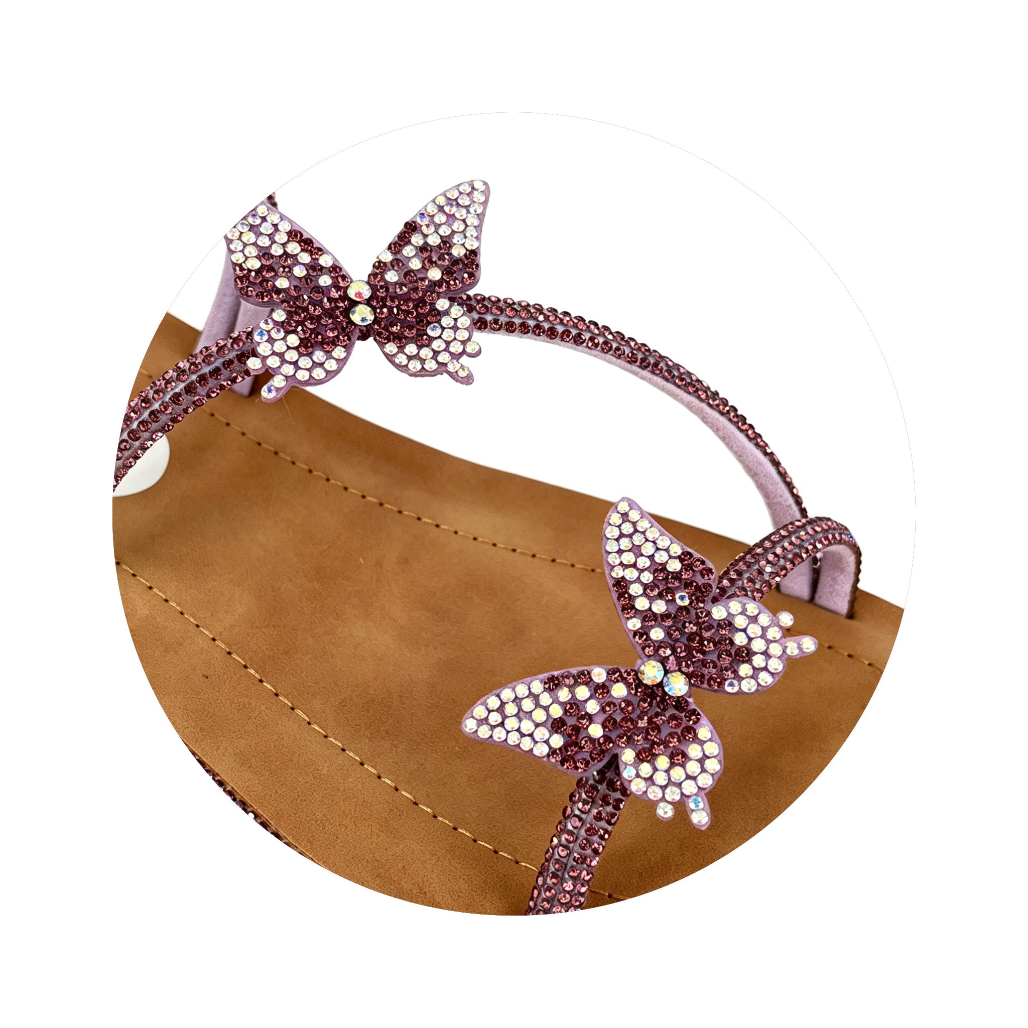 Women's Crystal Butterfly Slip-On Wedge Sandals | Wholesale Comfort Sandal | Multi-Color | EU 35–41