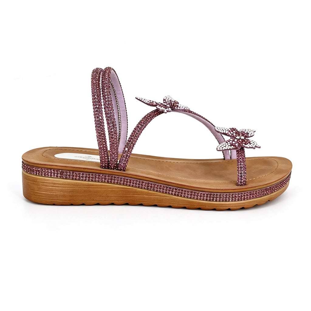 Women's Crystal Butterfly Slip-On Wedge Sandals | Wholesale Comfort Sandal | Multi-Color | EU 35–41