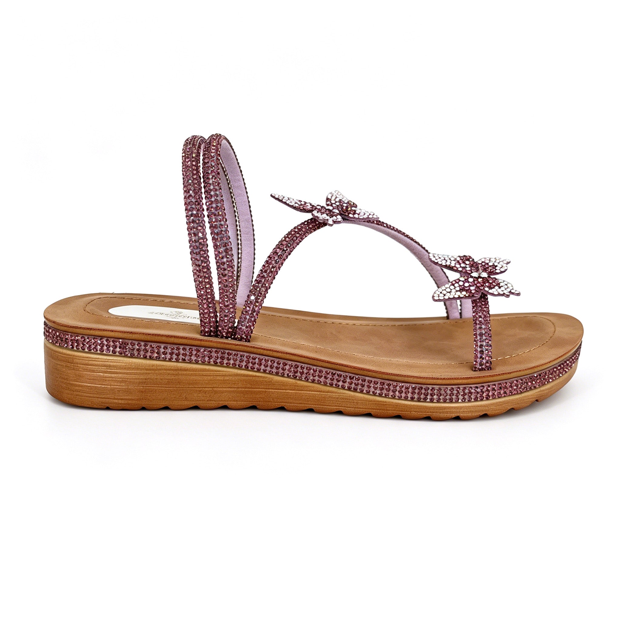 Women's Crystal Butterfly Slip-On Wedge Sandals | Wholesale Comfort Sandal | Multi-Color | EU 35–41