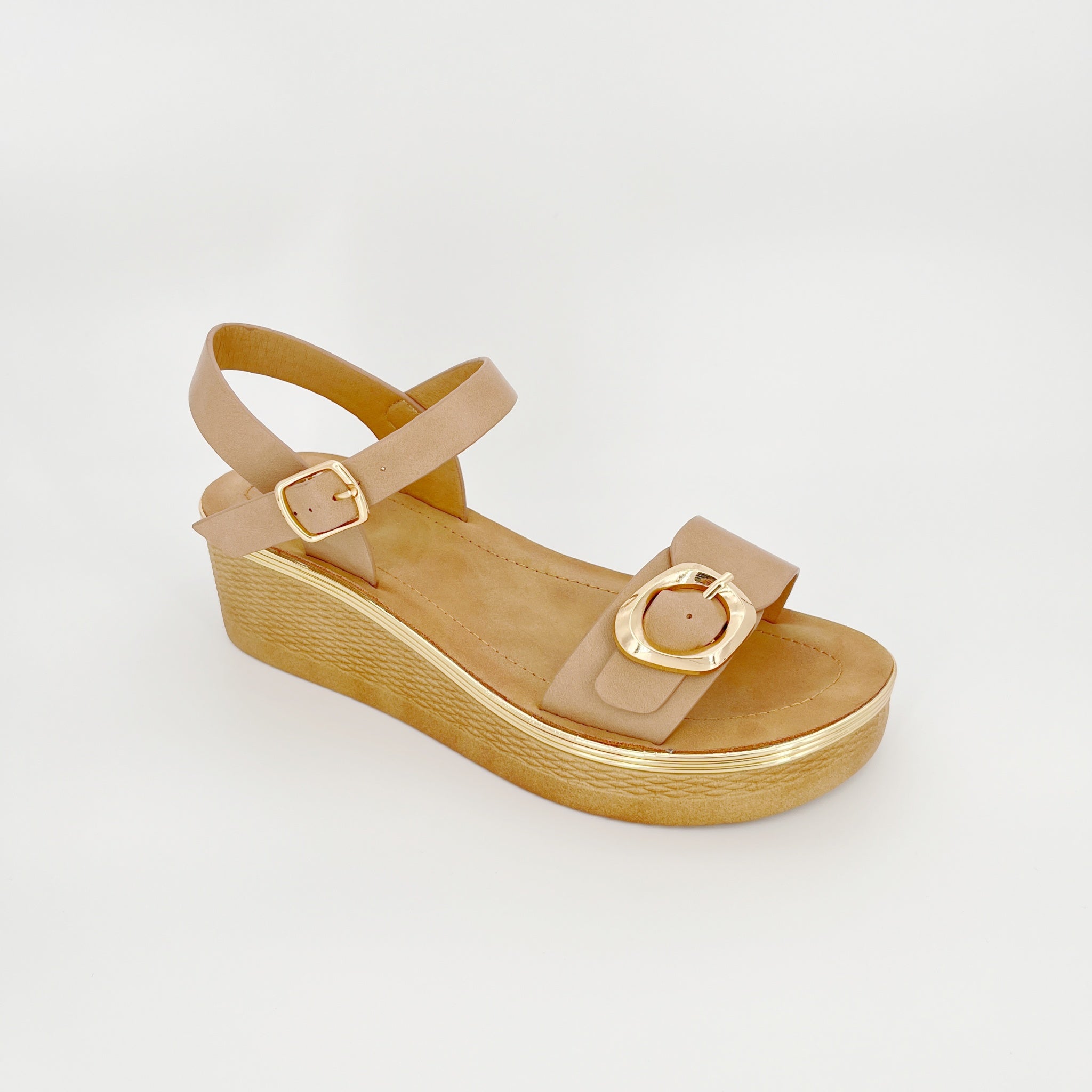 ZC Women's Wedge PU Sandals with Decorative Buckle – Wholesale | Comfort Fit | Multi-Color Options