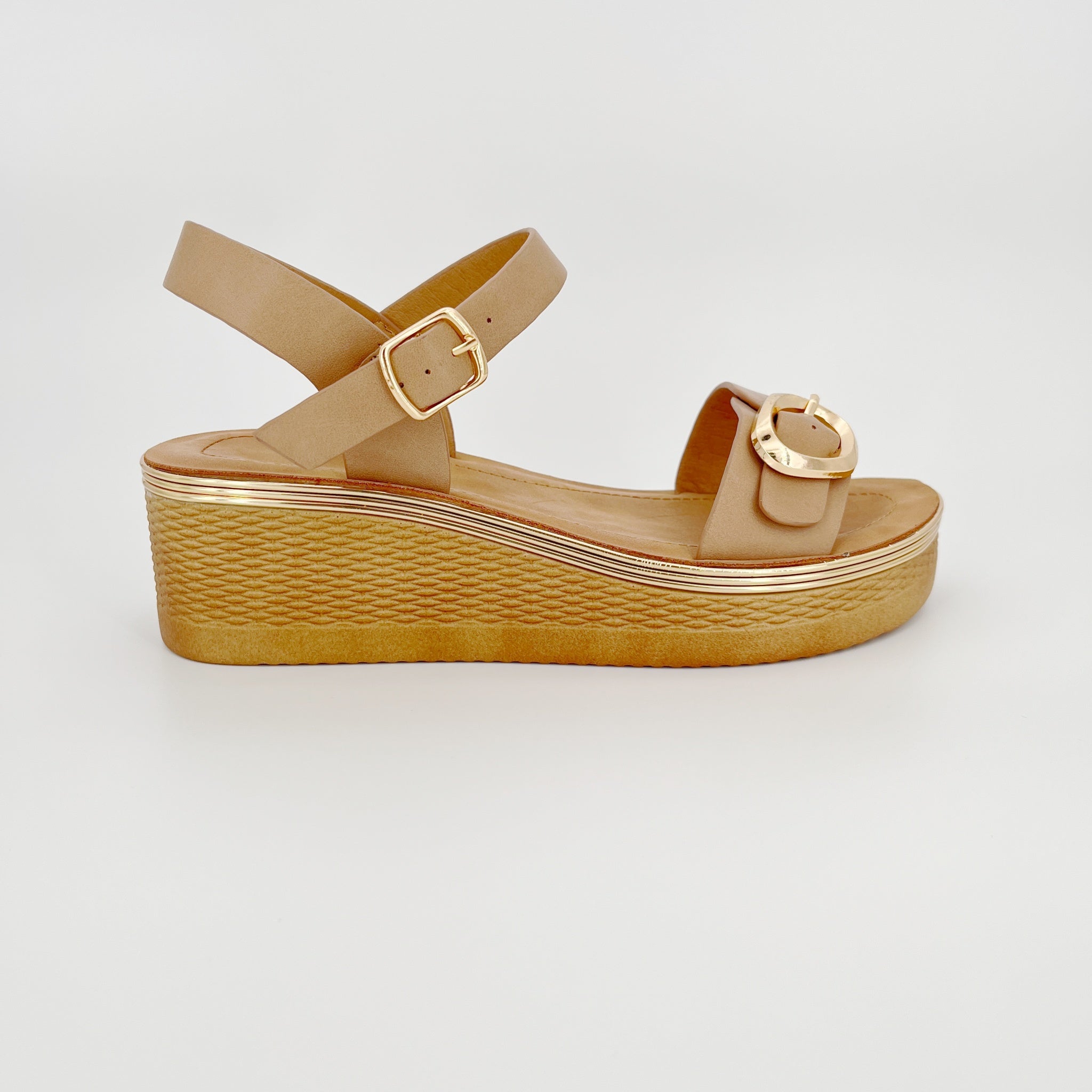 ZC Women's Wedge PU Sandals with Decorative Buckle – Wholesale | Comfort Fit | Multi-Color Options
